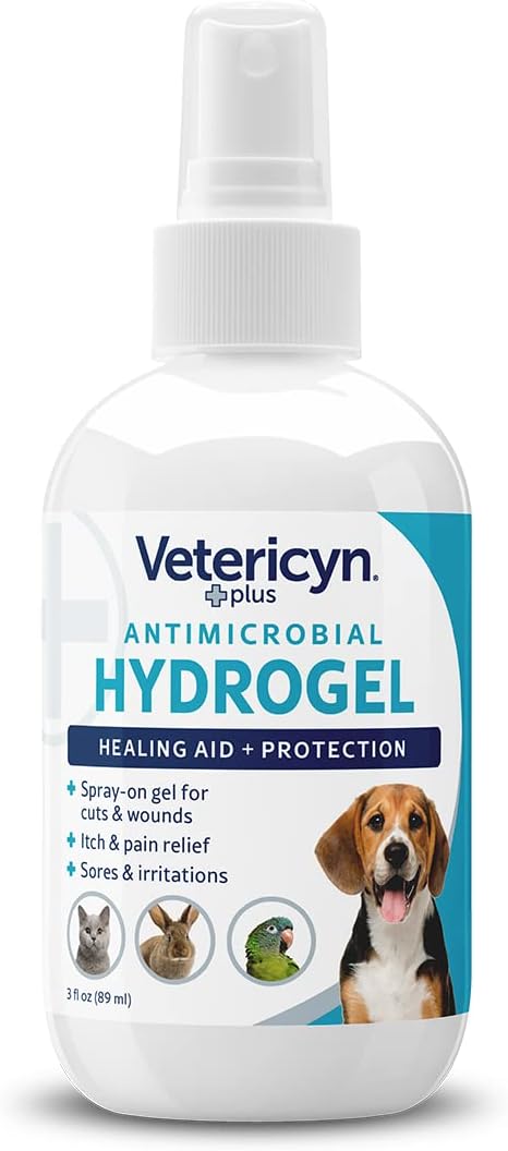Vetericyn Plus Dog Wound Care Hydrogel Spray | Healing Aid and Wound Protectant, Sprayable Gel to Relieve Dog Itchy Skin, Safe for All Animals. 3 Ounces