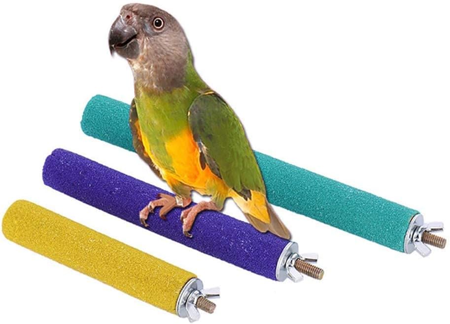PIVBY Wood Bird Cage Perch Colorful Parrot Stand Toy Platform Paw Grinding Stick for Small Medium-Sized Bird Parakeet Cockatiel Conure Budgies Lovebird inches and Canary Colors Vary Pack of 3
