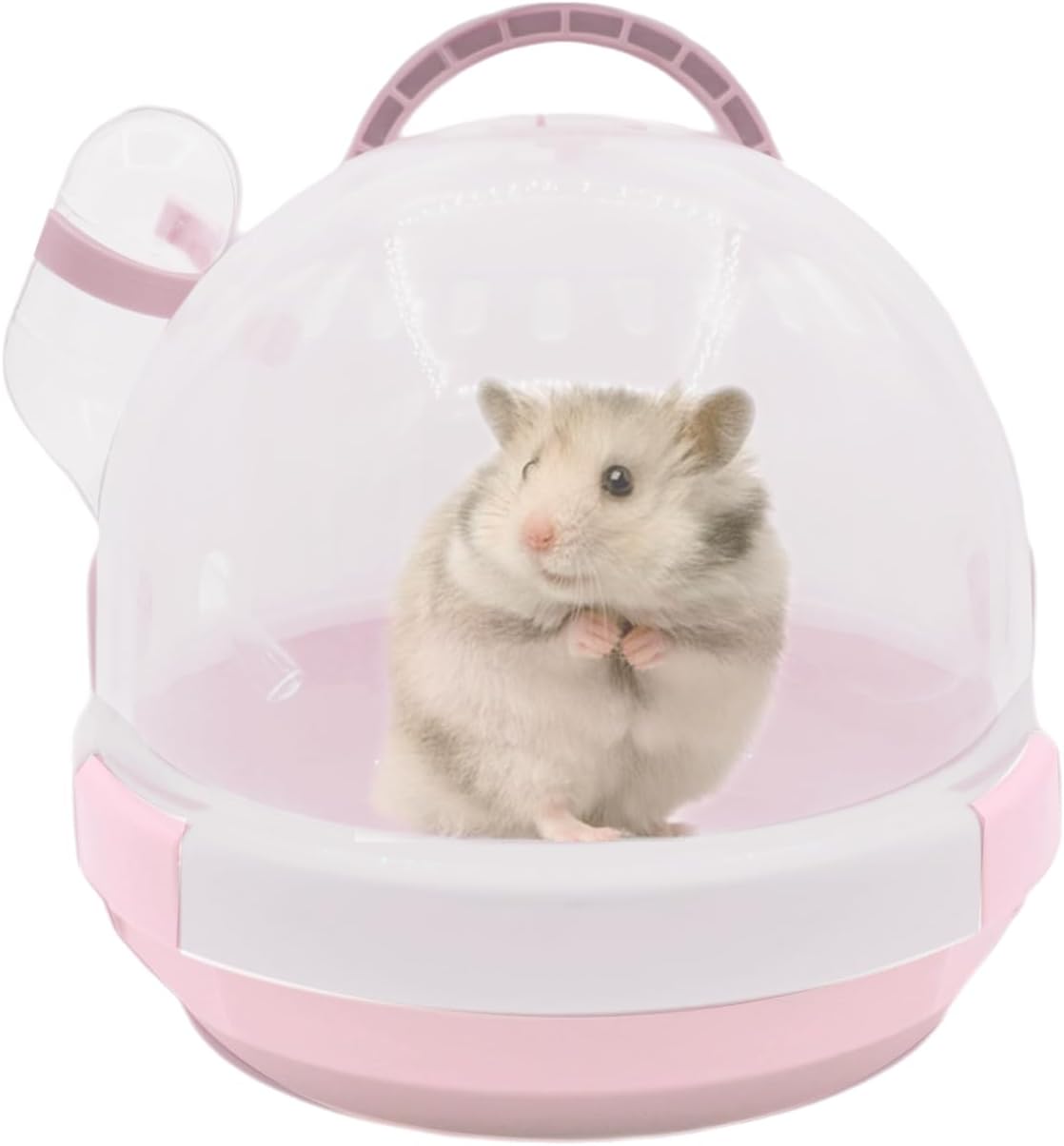 Hamster Carrier Cage Portable Cages Small Animals Carry Travel Case with Water Bottle Plastic Breathable Guinea Pig Outgoing Cage for Dwarf Hamster Ferret Chinchillas Hedgehog (Pink)