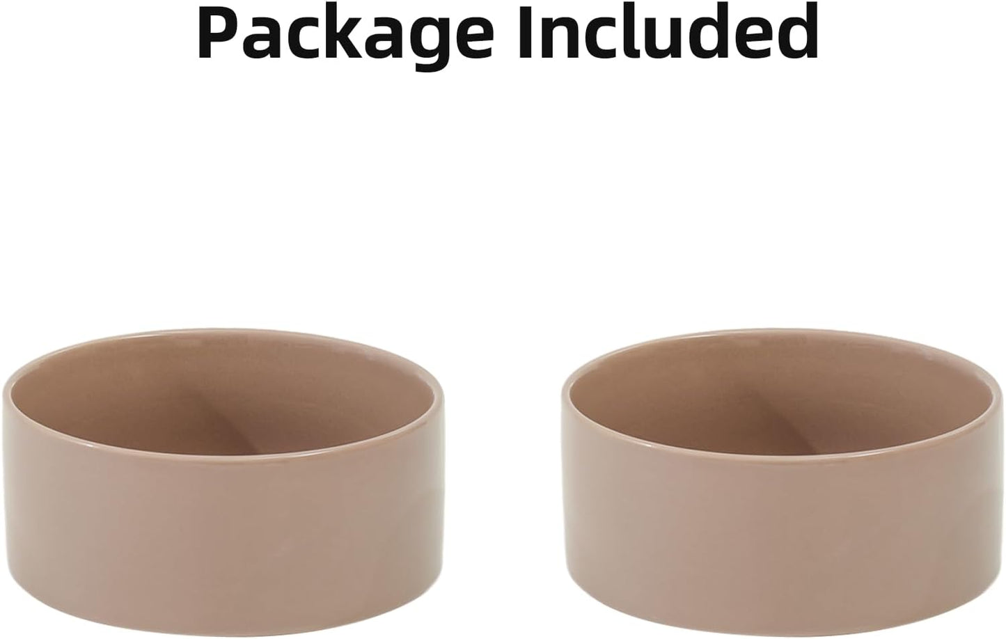 Ceramic 5.1inch Set of 2 Dog and Cat Bowls, 2pcs Anti-Slip Food and Water Feeder Dishes for Puppies, Kitties, Cats(2 Bowls, Brown Coffee)