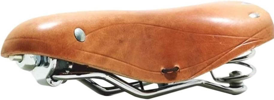 UNISTRENGH English Vintage Bicycle Saddle Touring City Saddle Comfortable Comfort Leather Bicycle Seat with Spring Rivets for Women Men