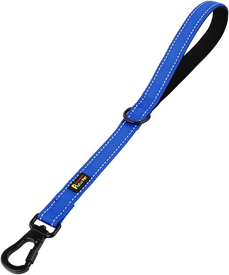 PLUTUS PET Short Training Dog Leash with Padded Handle for Medium Large Dogs,18 Inch Heavy Duty Strong Traffic Leash with Carabiner Clip for Climbing Walking or Guiding Blind(18”,Royal Blue)