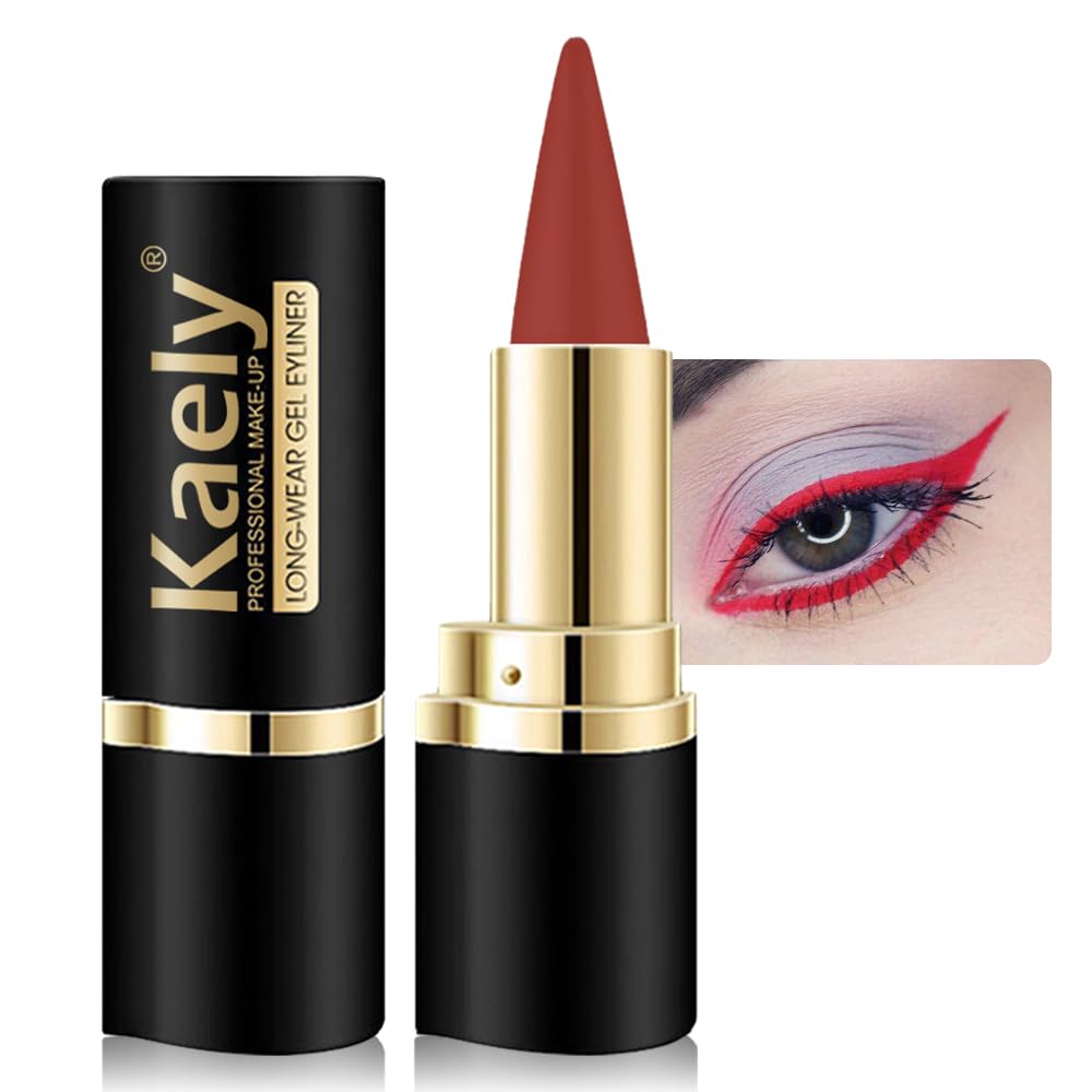 evpct 1Pcs Red Gel Eyeliner Pencil Eye Black Face Paint Stick Makeup Set Waterproof Matte Cream Crayon Eyeliner Pencil Set Cat Eye Liners Eyeshadow Guide delineador de ojos contra el agua