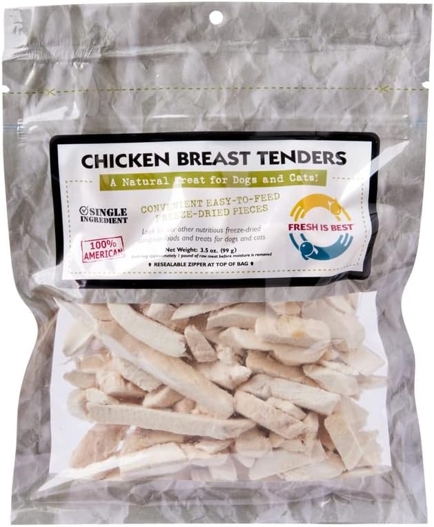 Fresh Is Best Freeze Dried Dog Treats - Raw Freeze Dried Chicken Breast for Dogs & Cats - Healthy Dog Training Treats in Resealable Zipper Bag - High-Protein Single Ingredient - Made in The USA