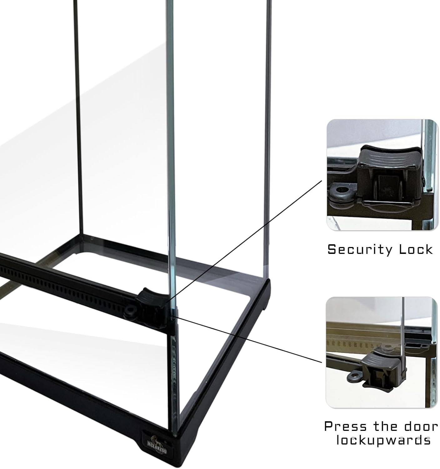 Reptile Glass Terrarium Tank 10 * 10 * 14in, Full View with Front Opening Door,Amphibians Enclosure Habitat Cage for Leopard Gecko Tarantula Young Lizard Hermit Crab Frog Insects Breeding