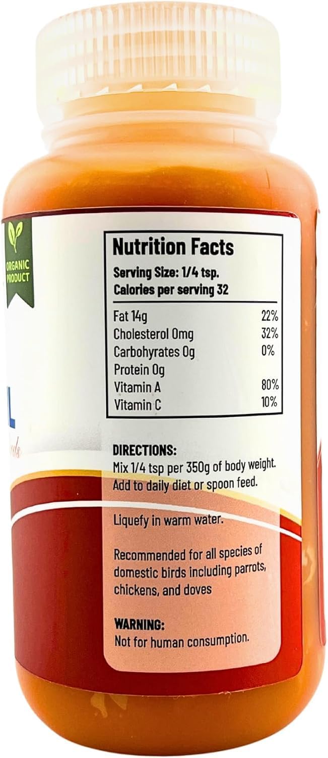UnRuffledRx™ Red Palm Oil for Birds & Parrots – Supports Skin, Feather, Eye & Immune Health, Rich in Omega Fatty Acids, Antioxidants, Beta Carotene, & Vitamin E – 100% Natural
