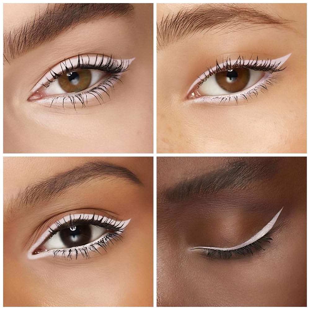 evpct Pastel Pink Long Wear Gel Eyeliner Pencils for Women, Pink White Eye Liner Pencil Pen Makeup Glide Smooth, Eye Liner Waterproof Smudge Proof, Cream Eyeliner Lipstick Set, delineador de ojos