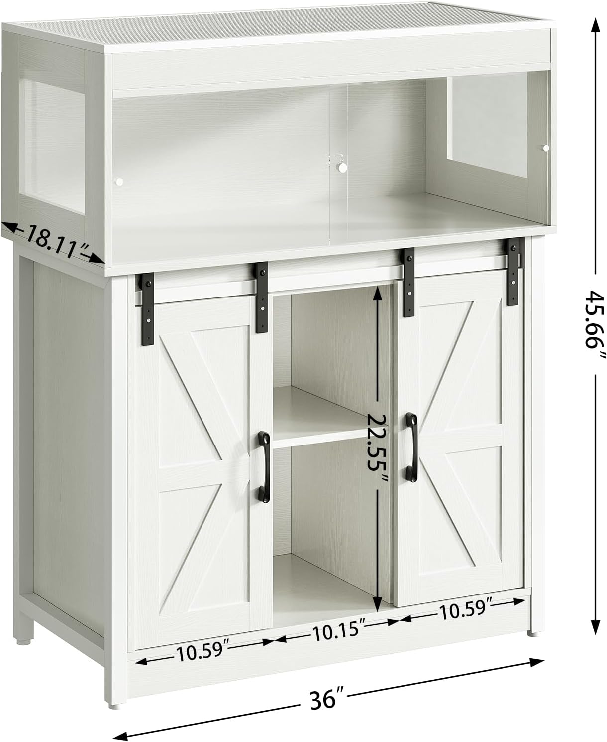 40 Gallon Reptile Terrarium with Stand, Reptile Tank with Barn Door and Storage, Vivarium with Acrylic Doors, Ventilated Mesh Top & Power Outlet, for Geckos, Lizards, Snakes White PX06RTW