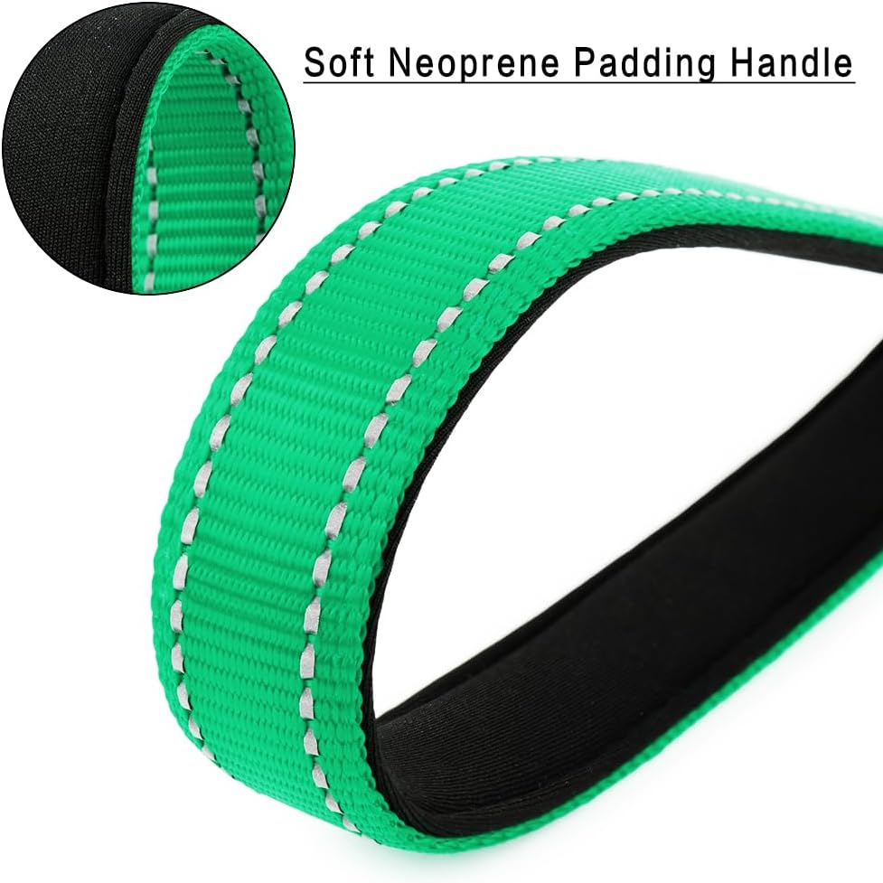 PLUTUS PET 10” Short Dog Leash, Reflective Nylon Padded Handle, Strong Traffic Leash with Carabiner Clip, Perfect for Large or Medium Dogs(10”,Green