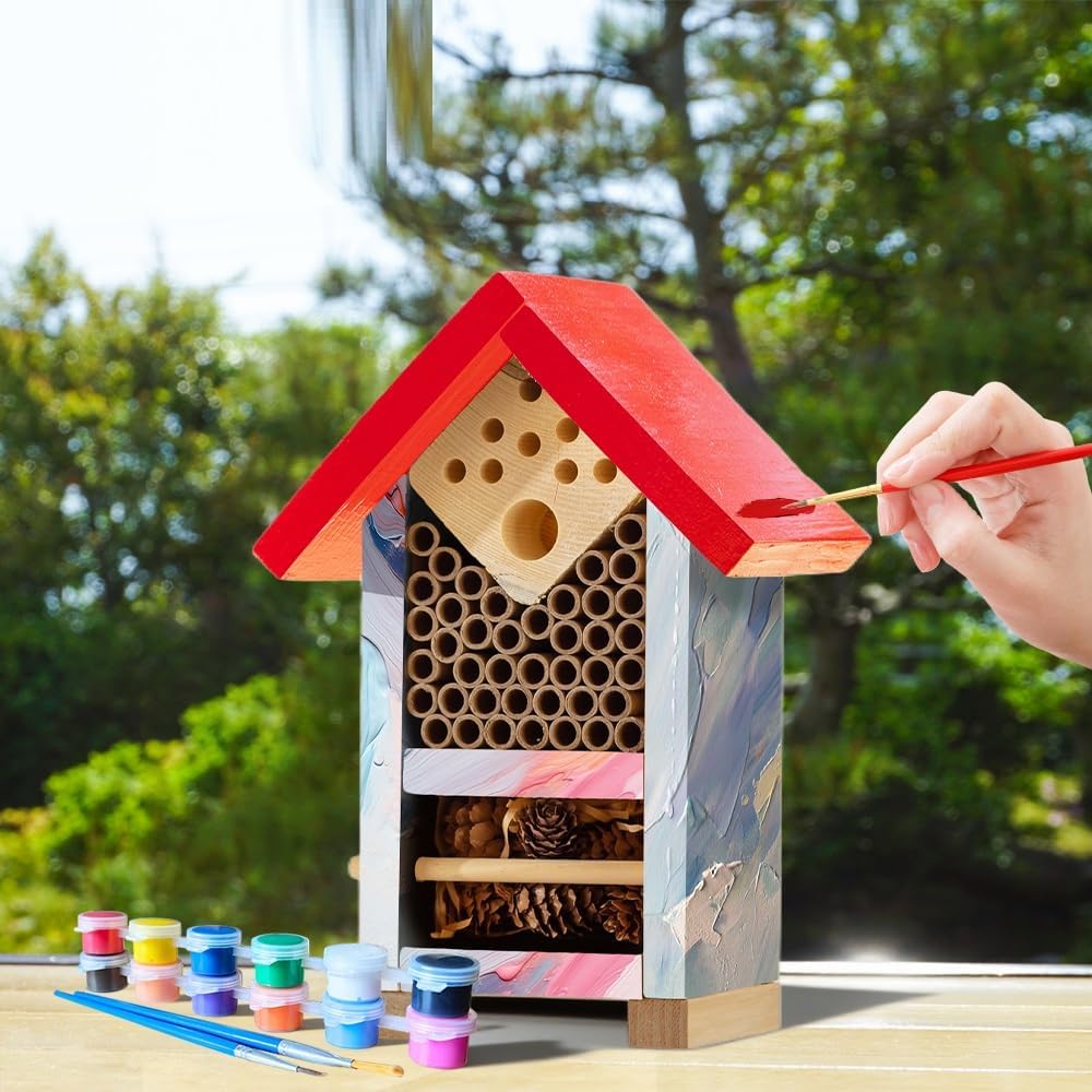 2 PK Premium Bug Hotel Kit Cedar Wood Insect Hotel - DIY Insect House Kit to Build - Backyard Bee House, Nesting Habitat Shelters, Garden Shelter for Bees, Butterflies, Bugs,Heavy Duty Thickness