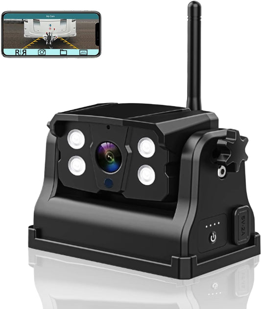WiFi Magnetic Wireless Backup Camera, LASTBUS Rechargeable 2.4Ghz WiFi Rear Camera for Easy Hitching Gooseneck Horse Boat Travel Trailer Fifth Wheels RV Camper for iPhone iPad Android iOS Smartphone