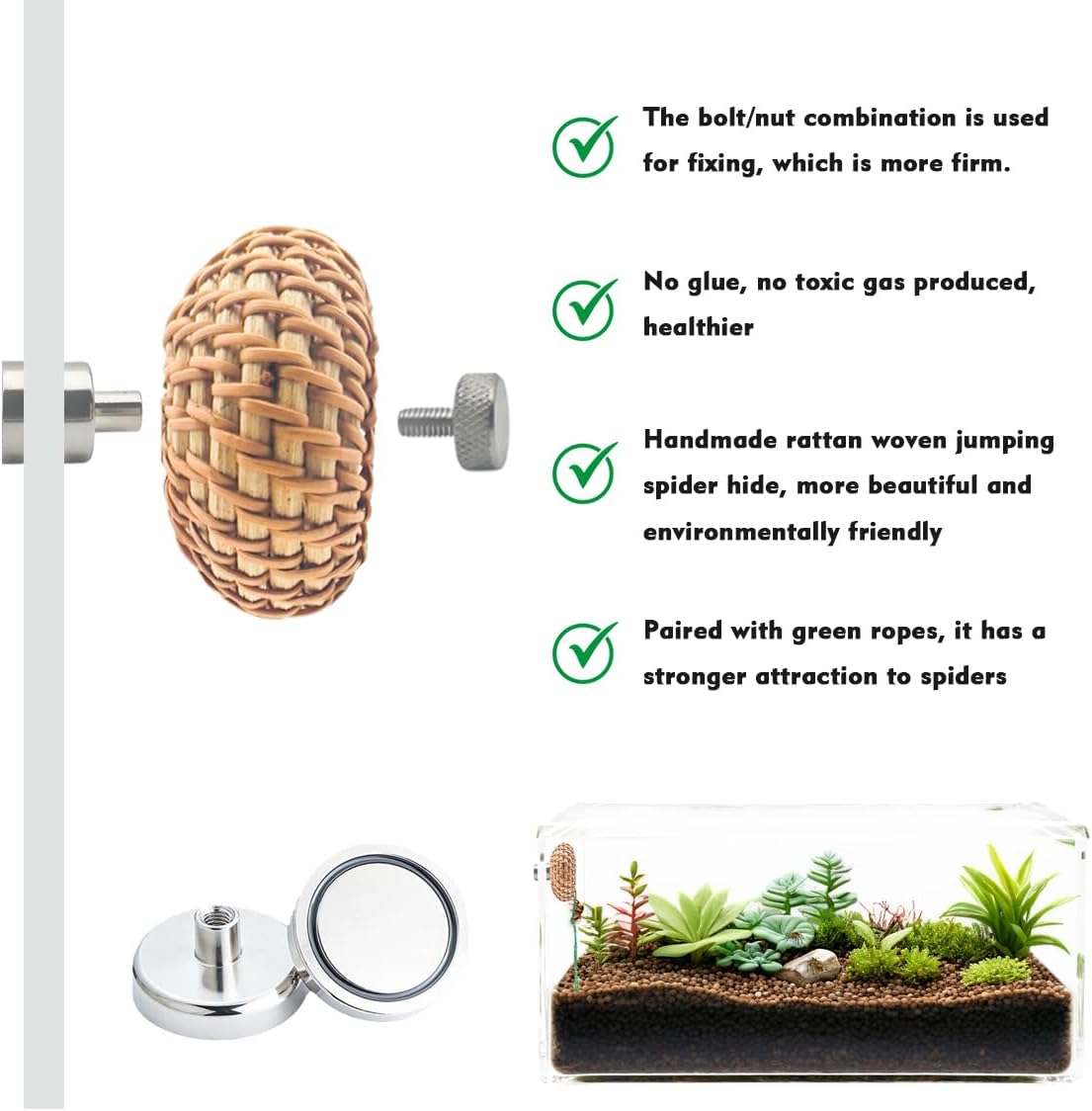 1 Pcs Jumping Spider Accessories,Shelter Made of Cane, Essential for Jumping Spider Hide, Enclosure, and Tarantula Enclosure Accessories