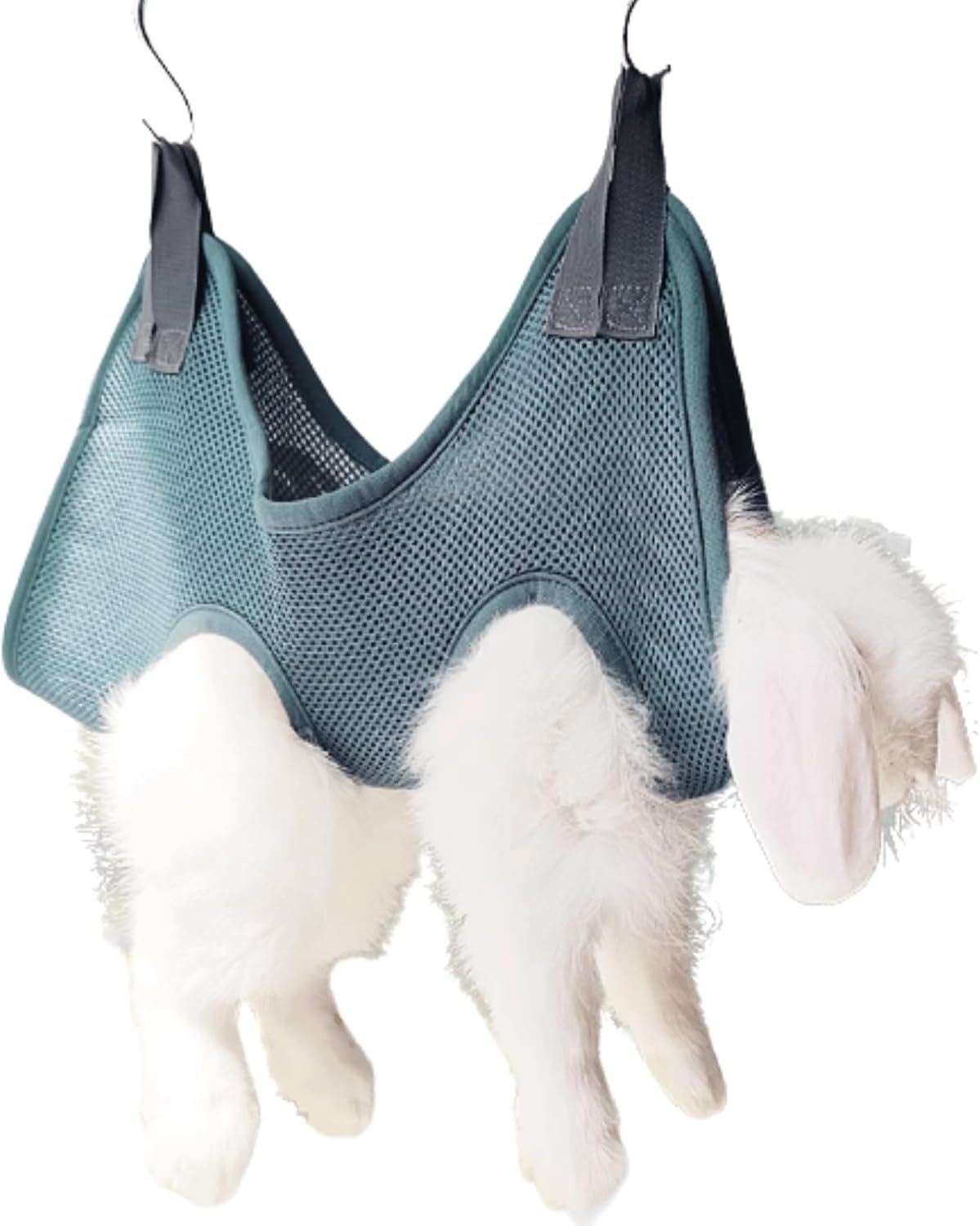 Rabbit Grooming Hammock with Safety Belt for Nail Clipping, Grooming, Bunny Bathing Bag for Nail Trimming, Cat Claw Care Bag, Small Animal Grooming Harness (Grey,XX-Small)