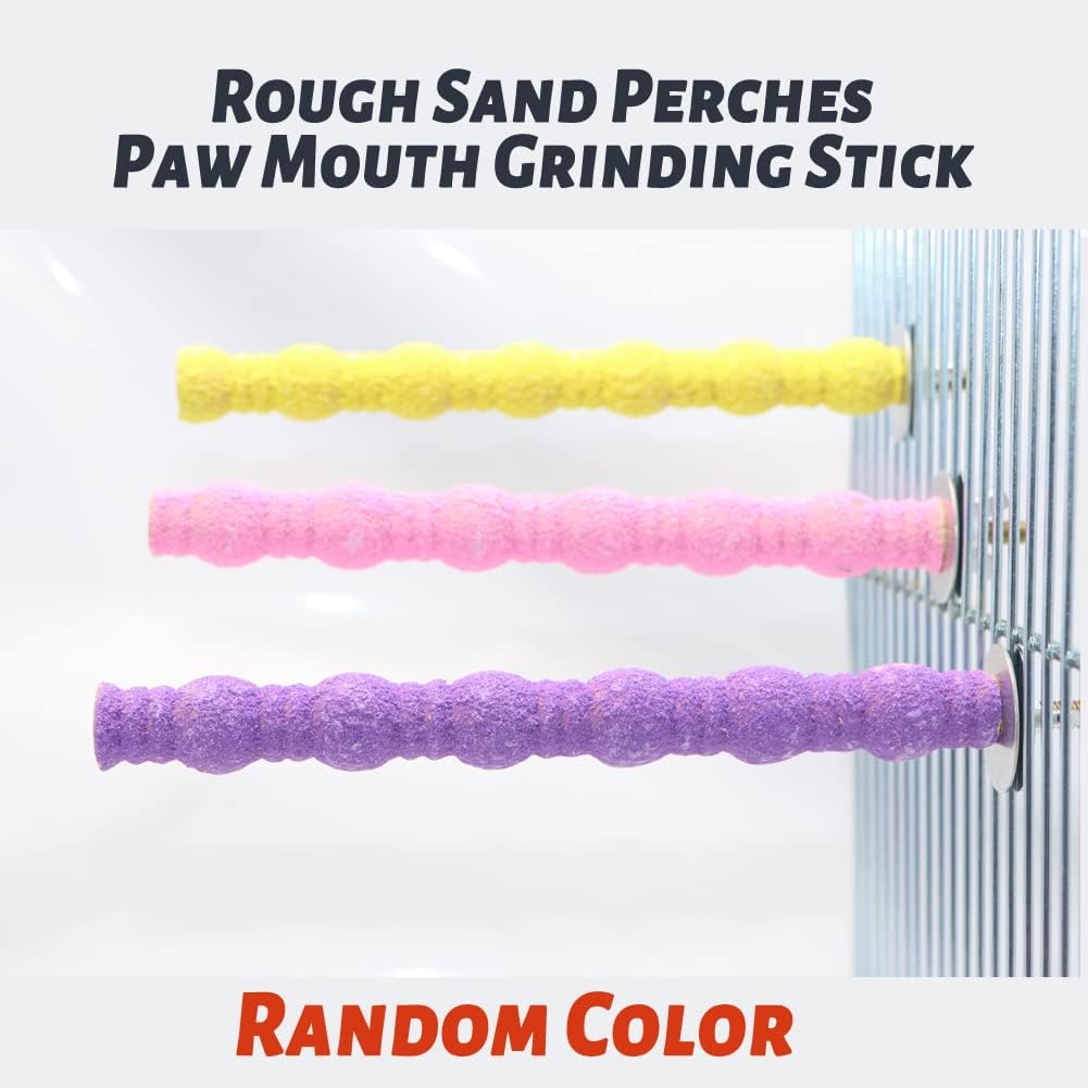 Litewoo Bird Perch Paw Beak Grinding Stick Grit Stand for Parrot Budgies Parakeet Cockatiels Conure Finch Random Color(7.09inch/18cm)