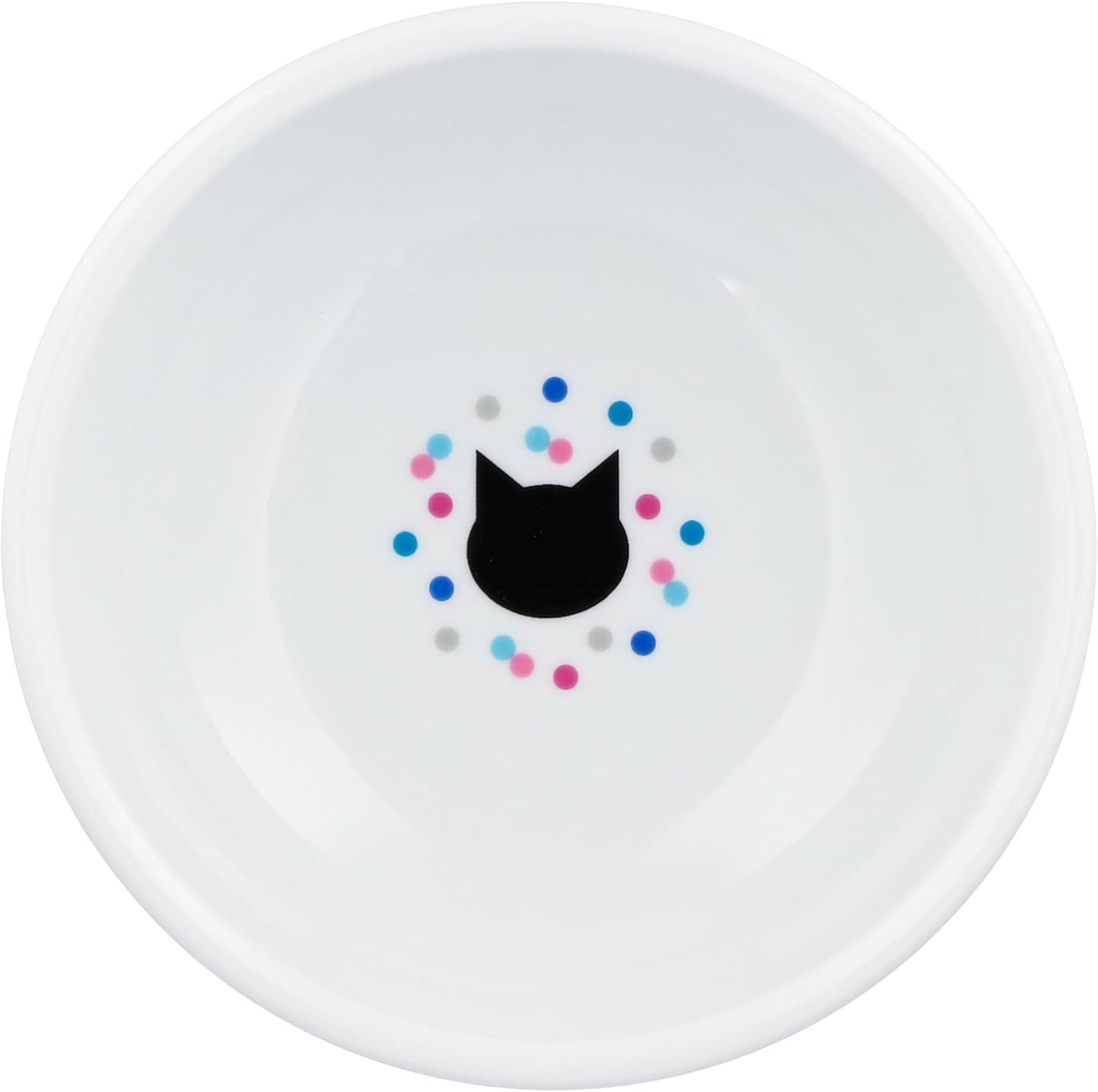Necoichi Elevated Cat Food Bowl Prevent Neck & Whisker Fatigue, Dishwasher and Microwave Safe, No.1 Seller in Japan! (Colorful Dots, Large)