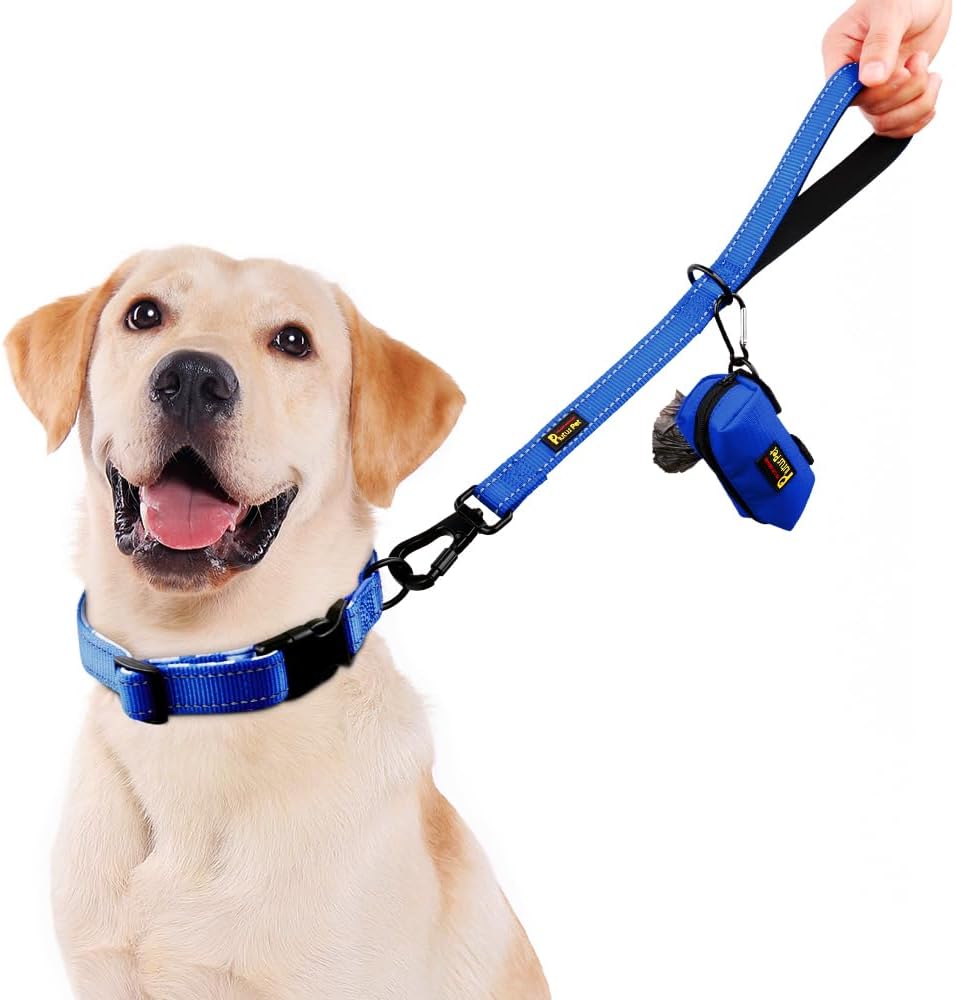 PLUTUS PET Short Training Dog Leash with Padded Handle for Medium Large Dogs,18 Inch Heavy Duty Strong Traffic Leash with Carabiner Clip for Climbing Walking or Guiding Blind(18”,Royal Blue)