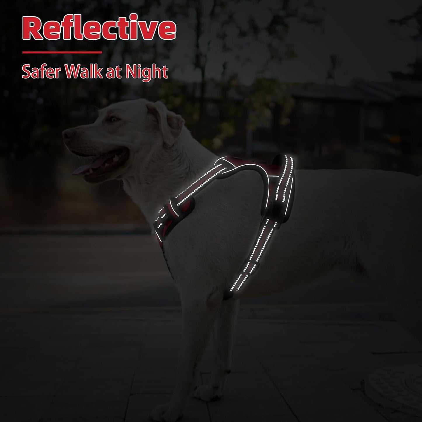 PUPTECK No Pull Dog Harness for Large, Adjustable Reflective Dog Harness with Handle Easy Control, Comfortable Soft Padded Pet Vest Harness for Extra Large Dogs, Red XL