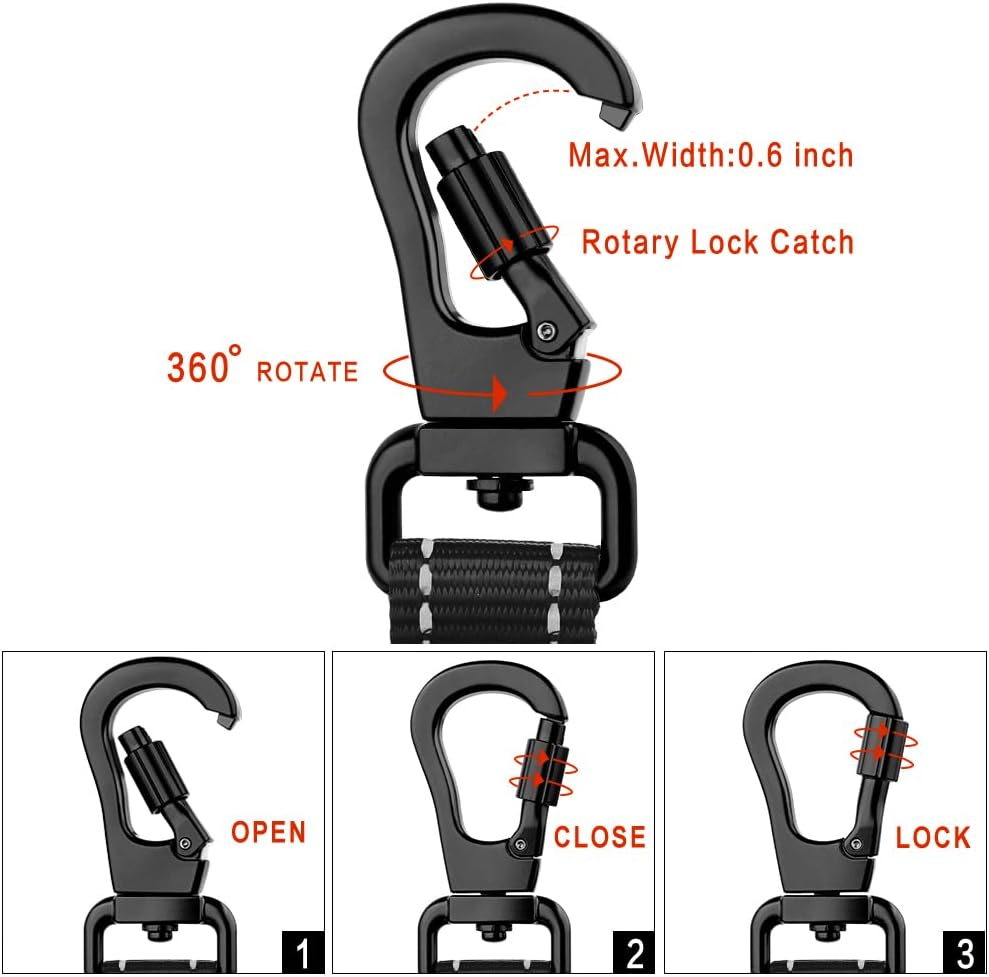 PLUTUS PET Short Training Dog Leash with Padded Handle for Medium Large Big Dogs,18 Inch Heavy Duty Strong Traffic Leash with Carabiner Clip for Climbing Walking or Guiding Blind(18”,Black