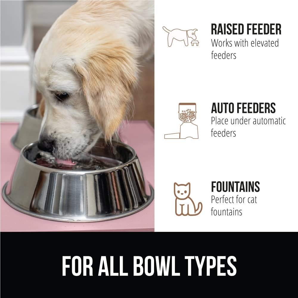 GORILLA GRIP 100% Waterproof Raised Edge BPA Free Silicone Pet Feeding Mat, Dog Cat Food Mats Contain Spills Protects Floors, Placemats for Cats and Dogs Water Bowl, Pets Accessories 16x10, Pink