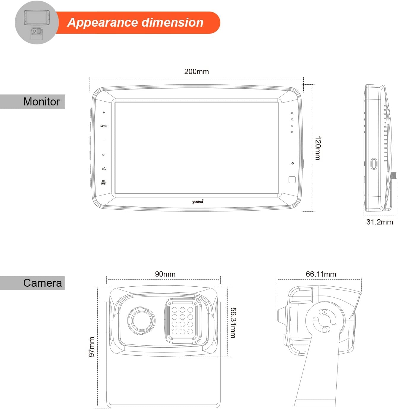 Wireless Backup Camera System with 7 inch Splitscreen, Waterproof Wireless Rear View Camera with Night Vision, Support add 2nd Wireless Reversing Camera for Trailer, RV, Trucks, Horse-Trailer, etc