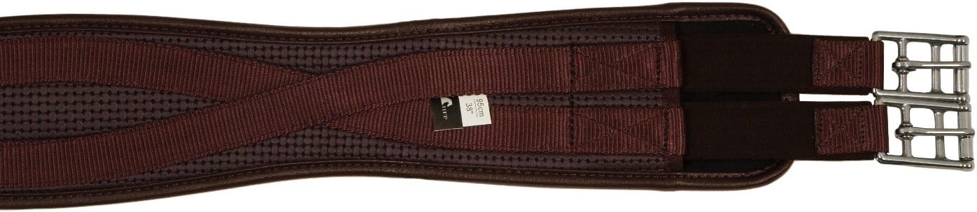 Horse Fare Products PVC Contoured English Girth with Double Elastic (Brown, 52")