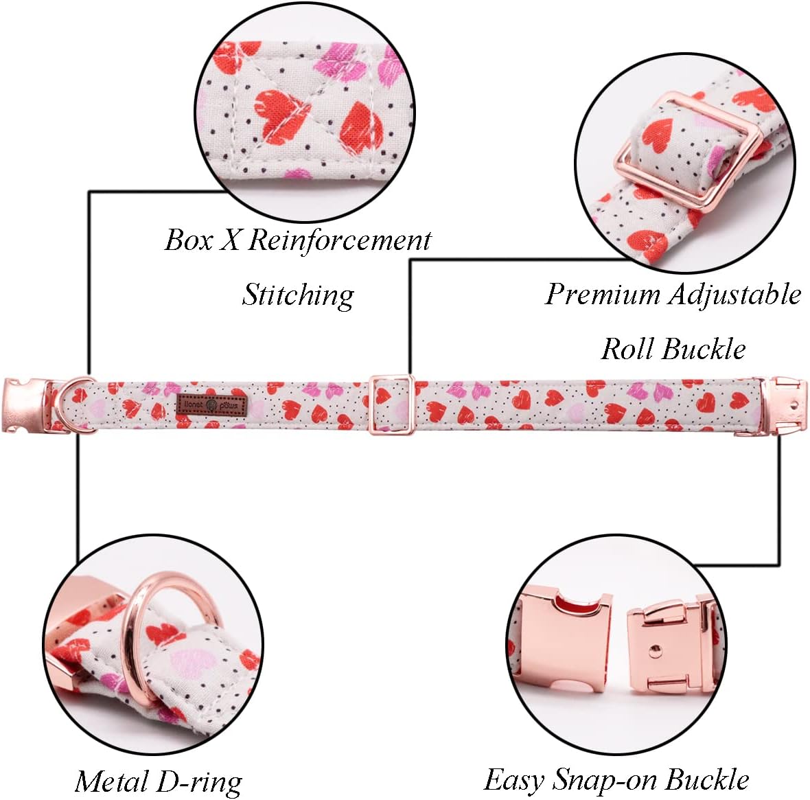 Lionet Paws Valentines Day Dog Collar with Bowtie, Dog Bowtie Collar with Metal Buckle for Dogs and Cats, Adjustable Comfortable Dog Collar Girl Boy Gift,XXS, Neck 7-11 in