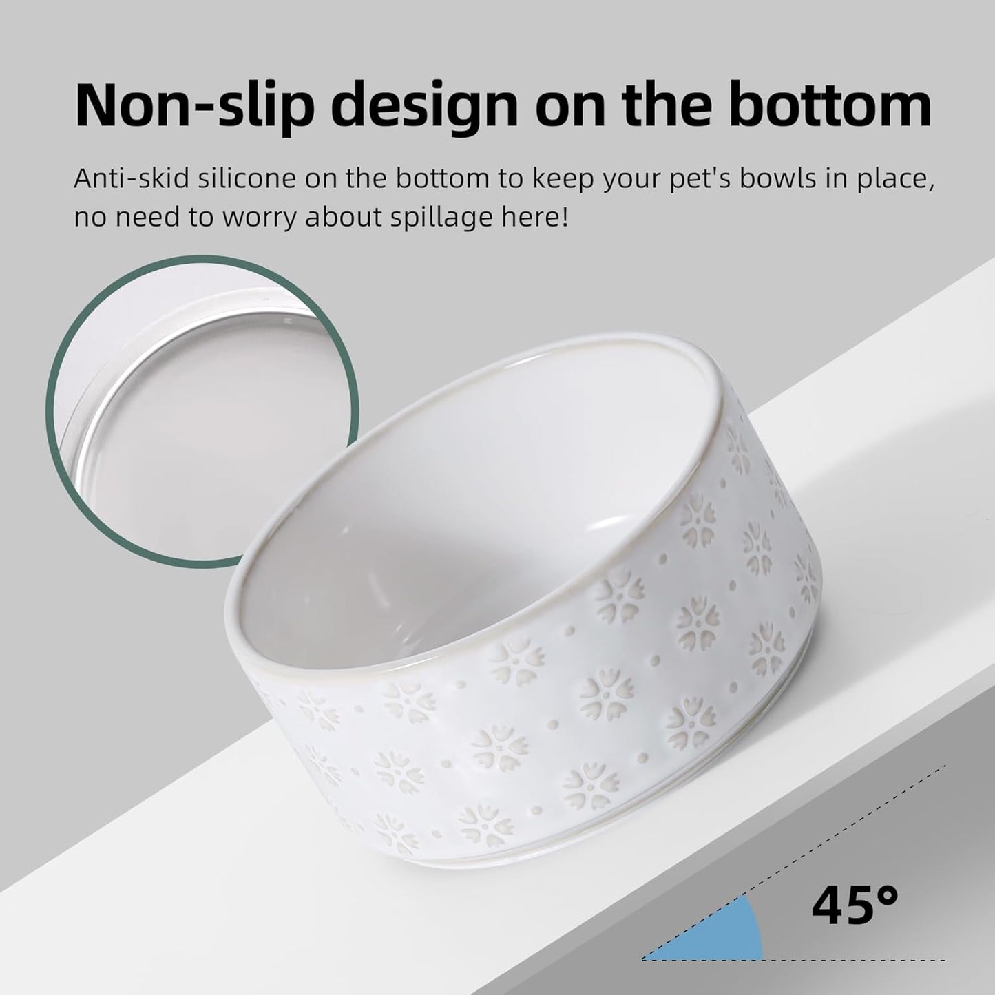 6.1inch Ceramic Dog Bowls, Food and Water Bowl for Small Breed Dogs, Weighted Dog Dishes(Single Bowl, Arctic White)