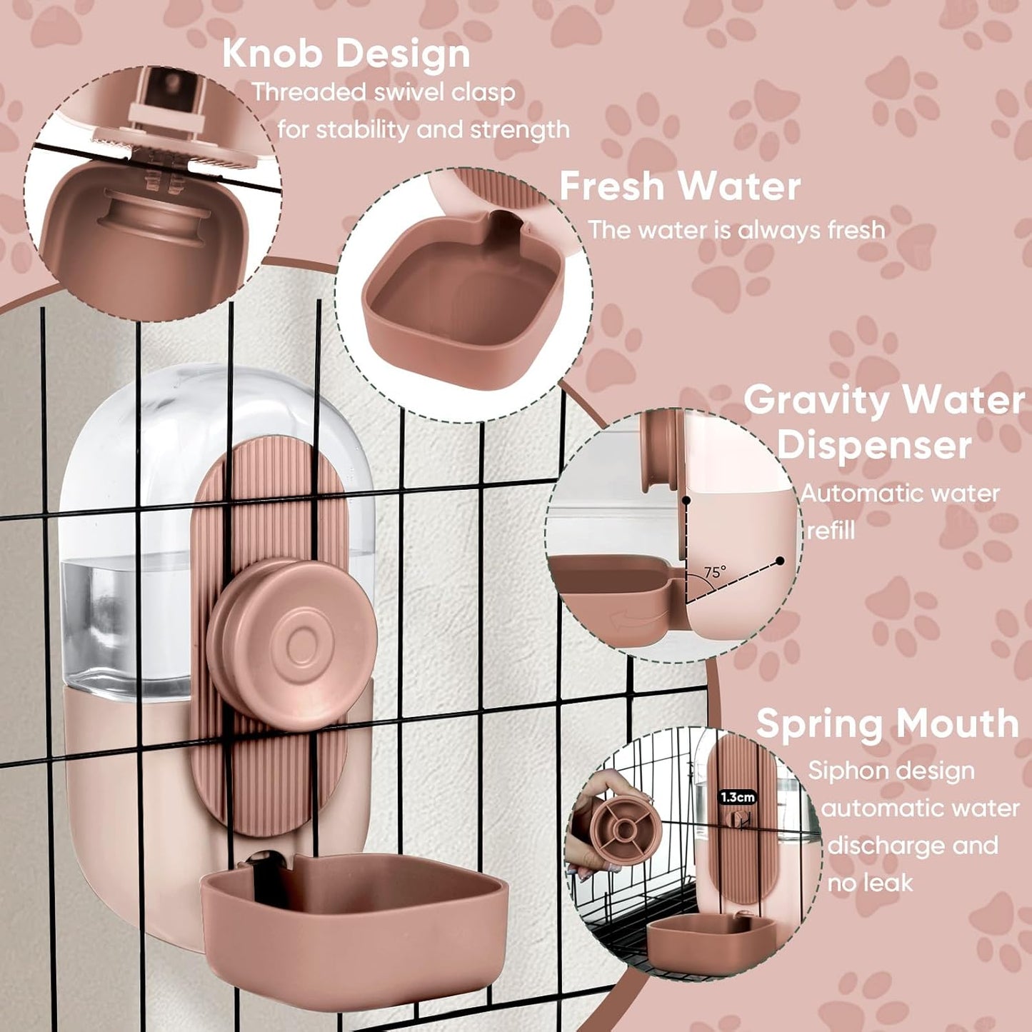 28oz Hanging Automatic Water Dispenser,Rabbit Water Bottle,Bunny Guinea Pig Ferret Water Bowl for Cage,Suitable for Small Animal Puppies(Cage Grid Spacing Over 1.2'')