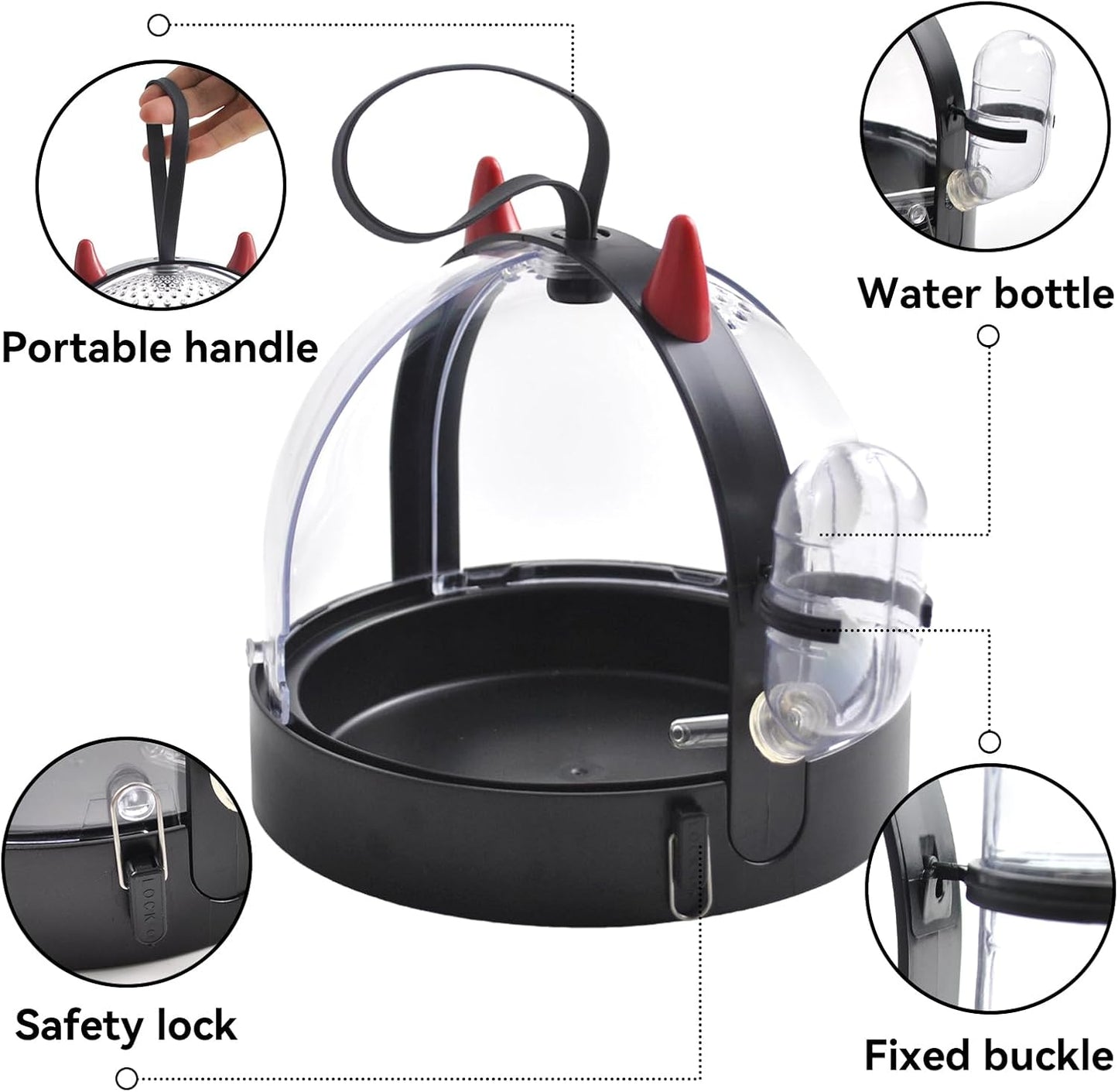 Portable Hamster Cage Travel Bag, High Permeability Hamster Travel Carrier with Water Bottle Small Pet Hamster Travel Carrier Cage for Hamster Gerbils Mice Hamster Guinea Pigs Sugar Glider(Black)