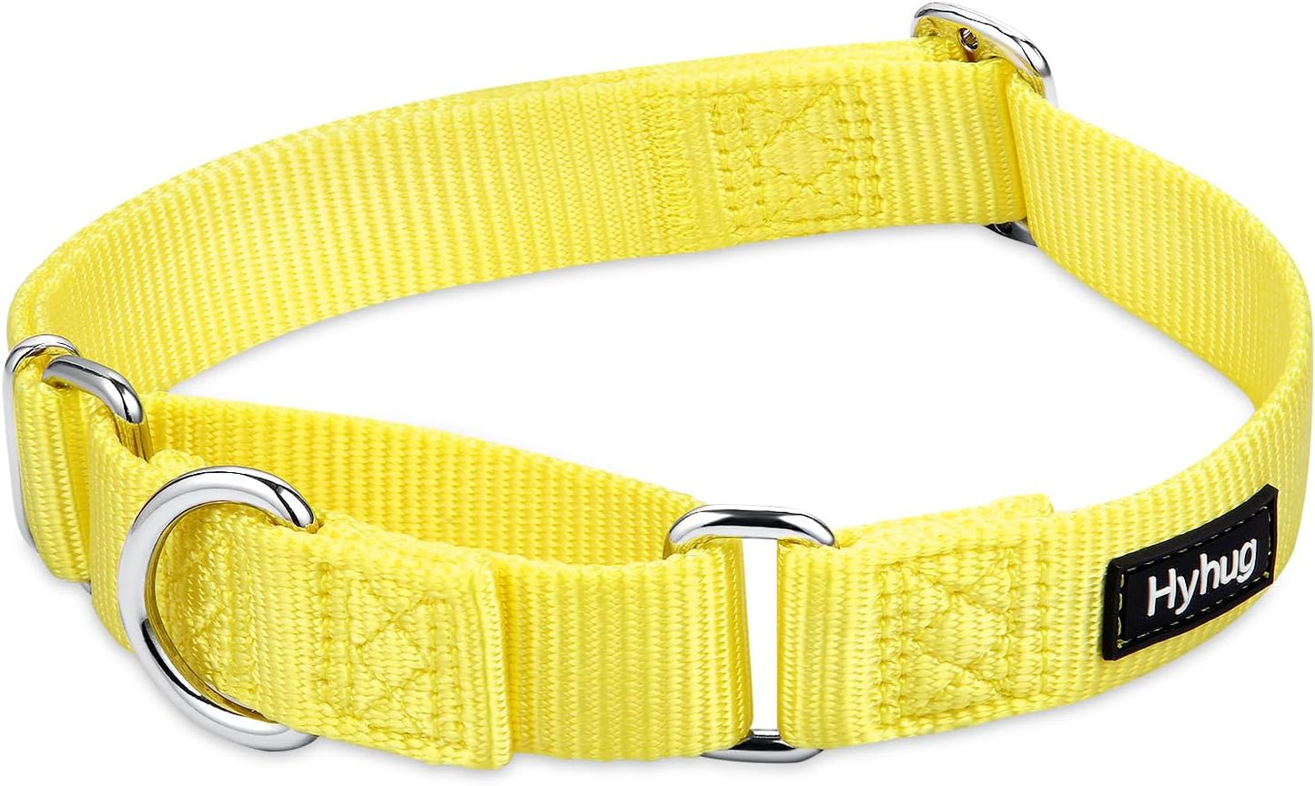 Hyhug Pets Premium Upgraded Heavy Duty Nylon Anti-Escape Martingale Collar for Boy and Girl Dogs Comfy and Safe - Professional Training, Daily Use Walking. (Large, Illuminating Yellow)