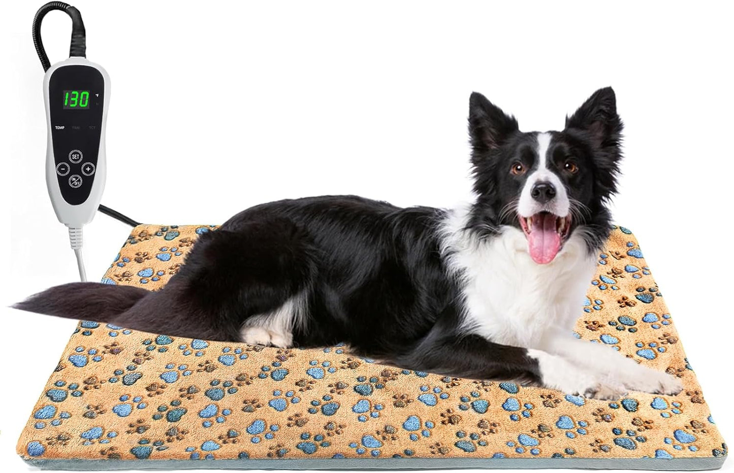 Dog Heating Pad,32×20 In Heating Pad For Dogs, Intelligent Temperature Control Switch With Normally Open On Function,Whelping Box With Reinforced Electric Wire Rope, Plush Fabric Cotton Cover-Apricot