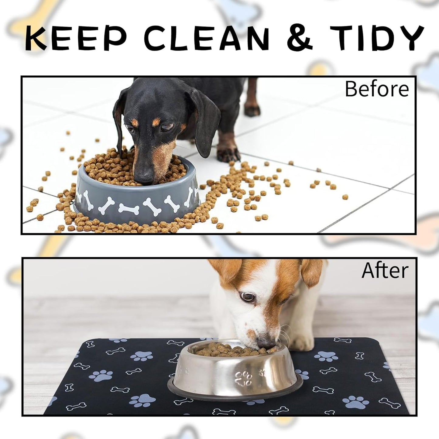 Pet Cat Dog Food Mat Non Slip Mat for Dog Water Bowl Mat Quick Dry Absorbent Cat Feeding Mat, 32 * 17 in, Brown