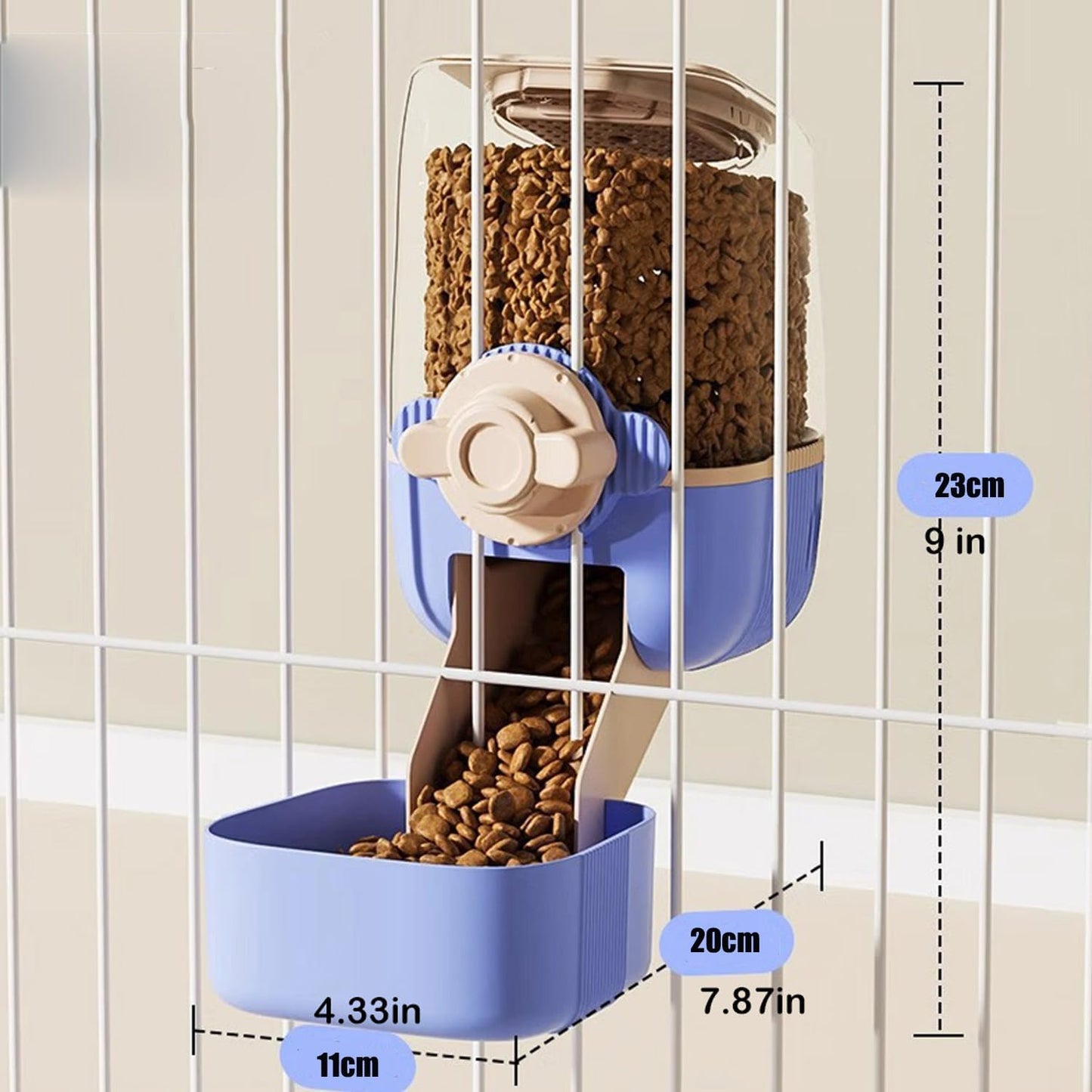 Pet Hanging Automatic Feeders Drinking Bowls,Gravity Rabbit Feeder and Water Set,Cage Cat Food Bowl Feeding Station for Puppy Kitten Chinchilla Hedgehog Guinea Pig Ferret (Blue-Pink Food)