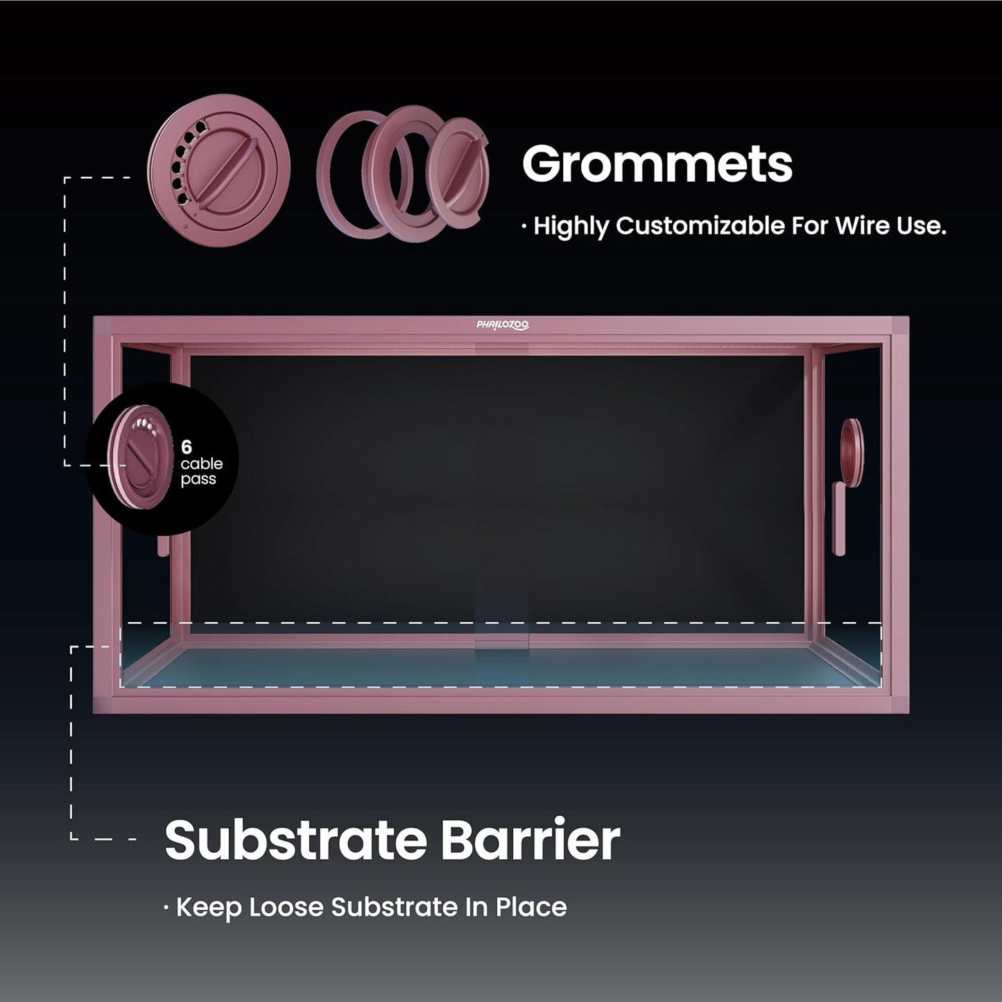 50 Gallon Bearded Dragon Tank, Reptile Enclosure for Easy Maintenance, Front Opening Reptile Tank with Top Screen Ventilation & Glass Sliding Door 36''x18''x18''