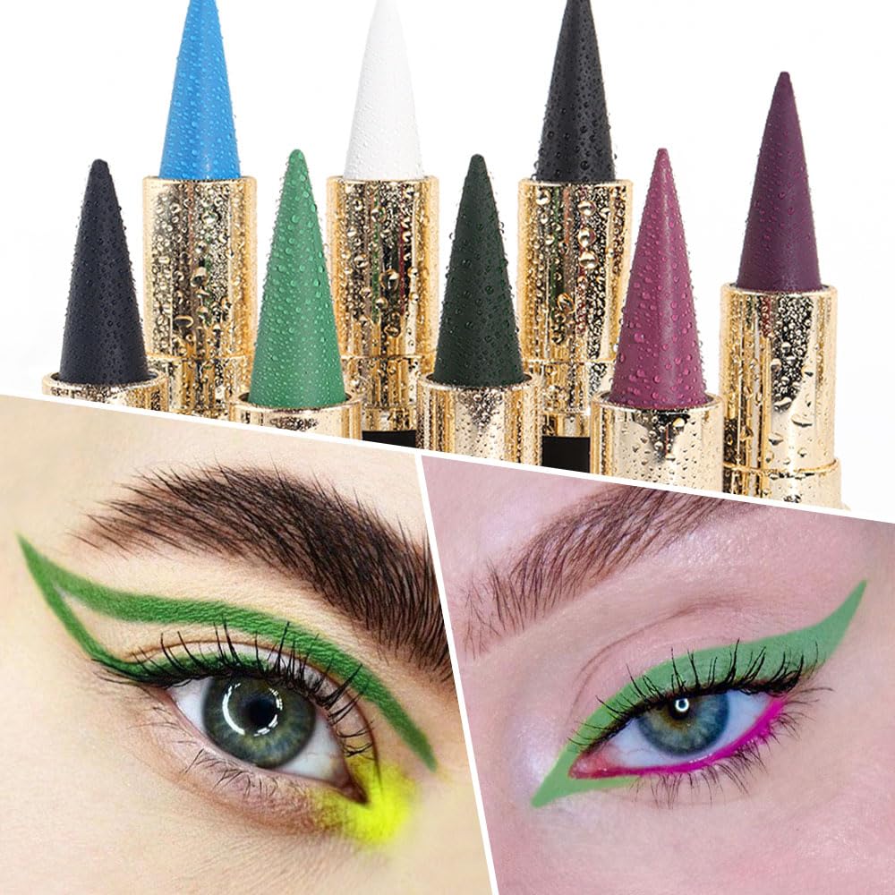 evpct 2Pcs Pale Nuetral Green Gel Eyeliner Pencils, Green Eye Liners Shadow Set for Halloween Goth Makeup, Creamy Eyeliner Crayon Waterproof Smudge Proof Easy Apply, delineador de ojos contra el agua