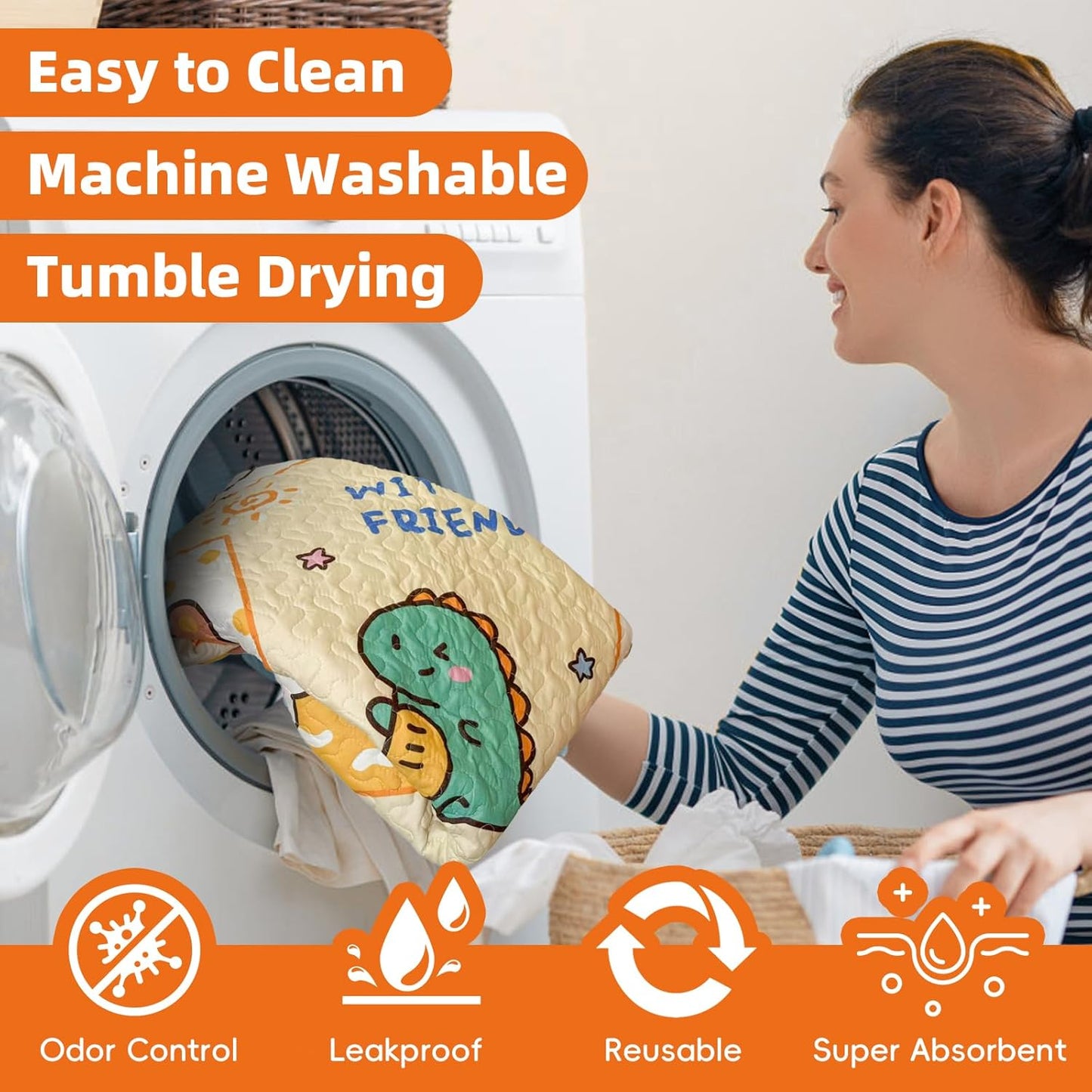 PJYuCien Washable Pee Pads for Dogs 2 Pack, 67" x 26" Octagonal Reusable Pee Pads for Dogs, Leak-Proof Pet Training Pads, Puppy Pads for Non-Slip, Designed for 24/30/36/42'' Width 8 Panels Pen