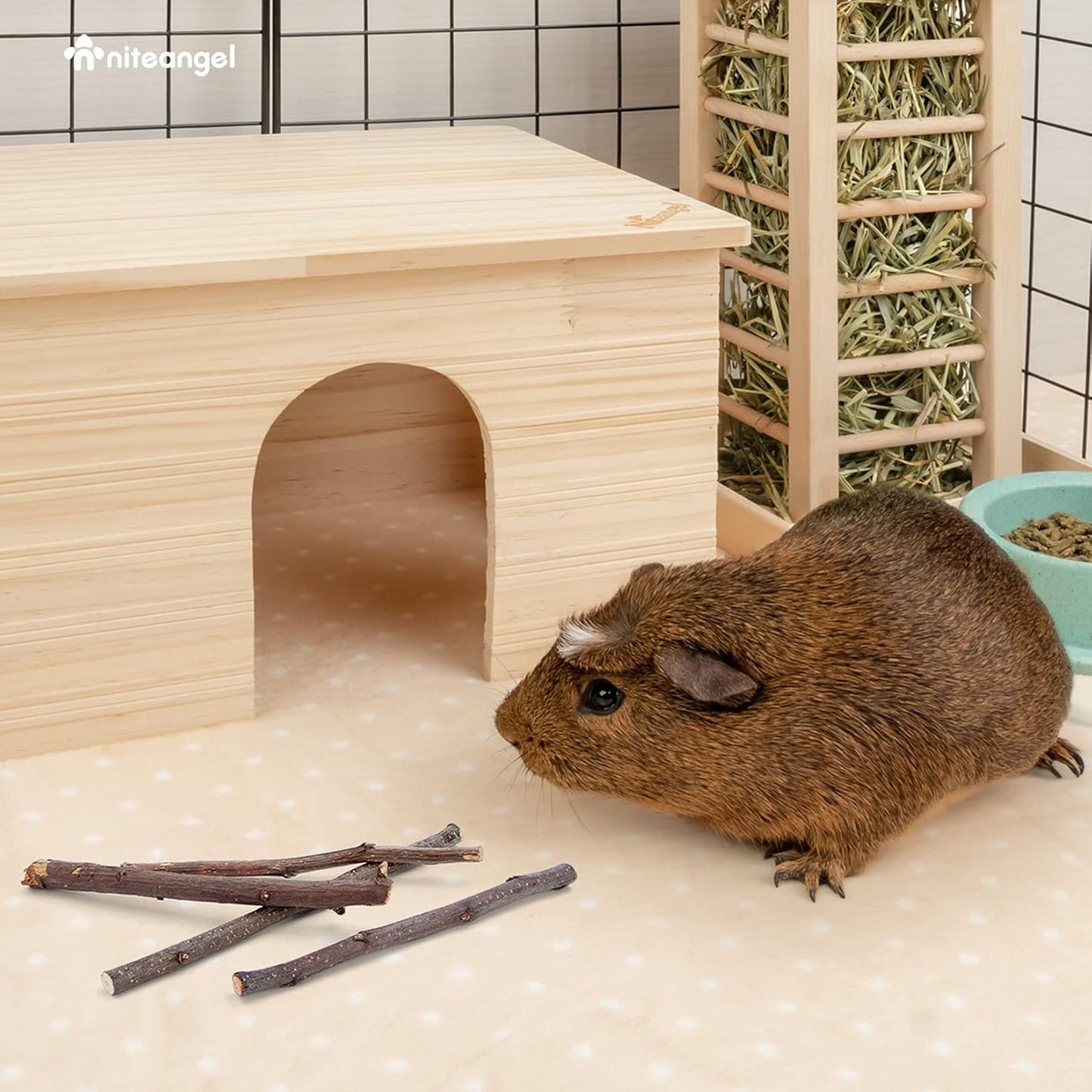 Niteangel Apple Sticks Natural Chew Toys for Rabbits, Chinchilla, Guinea Pigs, Hamsters and Other Small Animals (Apple Twig)