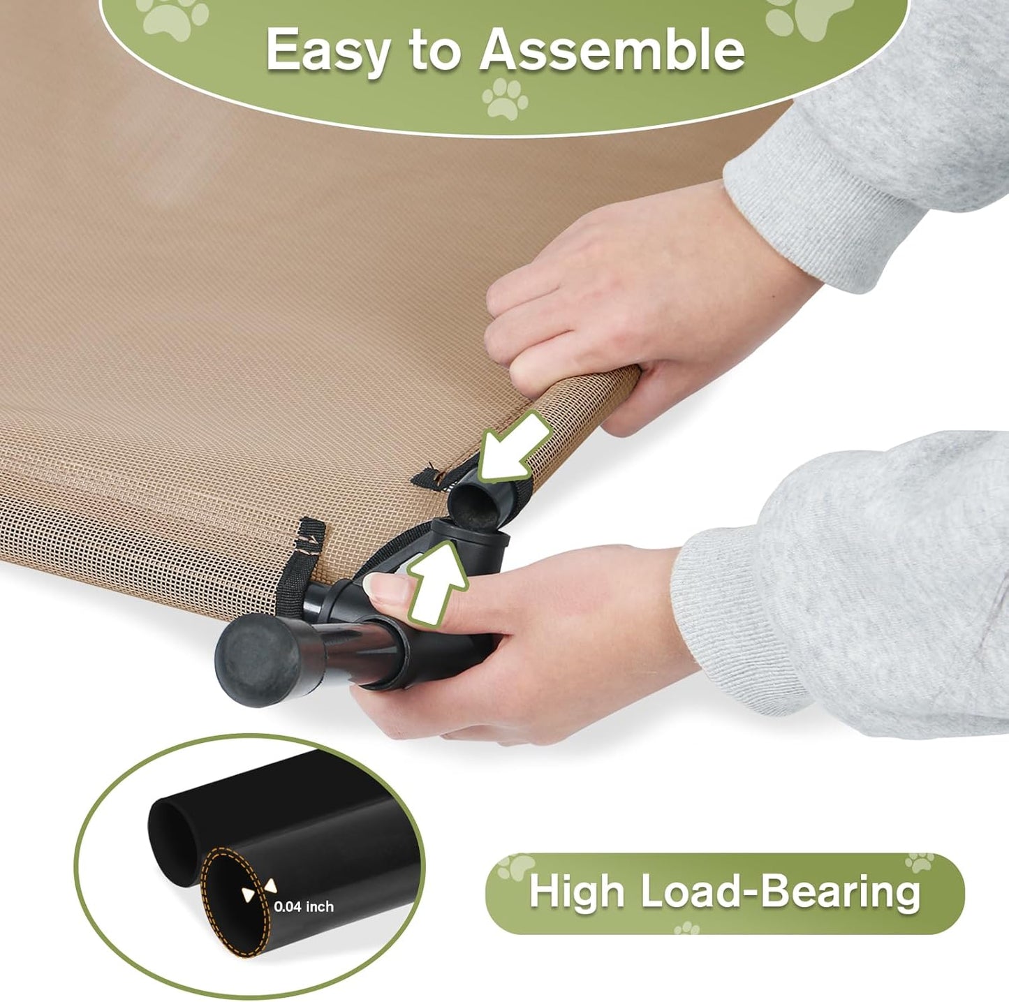 Elevated Dog Bed 42 Inch - Breathable Raised Pet Bed for Large Dogs, Waterproof Dog Cot Bed Easy to Assemble, Durable Portable Pet Cot with Non-Slip Feet, Brown