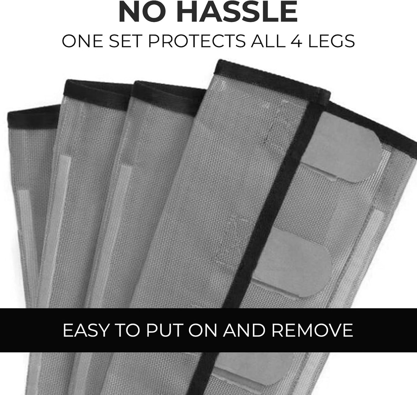 Mesh Horse Fly Boots Set of 4,Adjustable and Universal Loose Fitting & Non-Slip Horse Fly Leggings for Horses,Reduce Stressful Stomping (Grey)