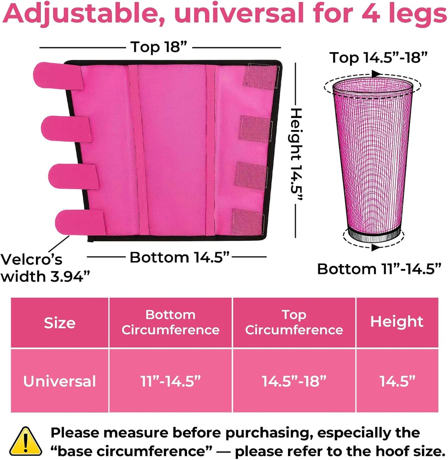 Mesh Horse Fly Boots Set of 4,Adjustable and Universal Loose Fitting & Non-Slip Horse Fly Leggings for Horses,Reduce Stressful Stomping (Pink)