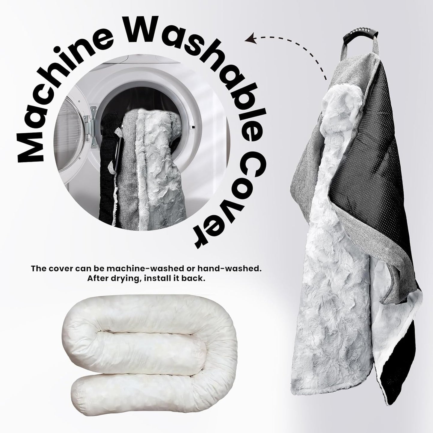 Calming Extra Large Dog Couch Bed for Dogs, 45 x 37 inch Waterproof Removable Pet Mat Couch Cover for Furniture Protector, Non-Slip Fluffy Pelsbarn Dog Bed for Couch, Sofa, Car - Tie-Dye Grey