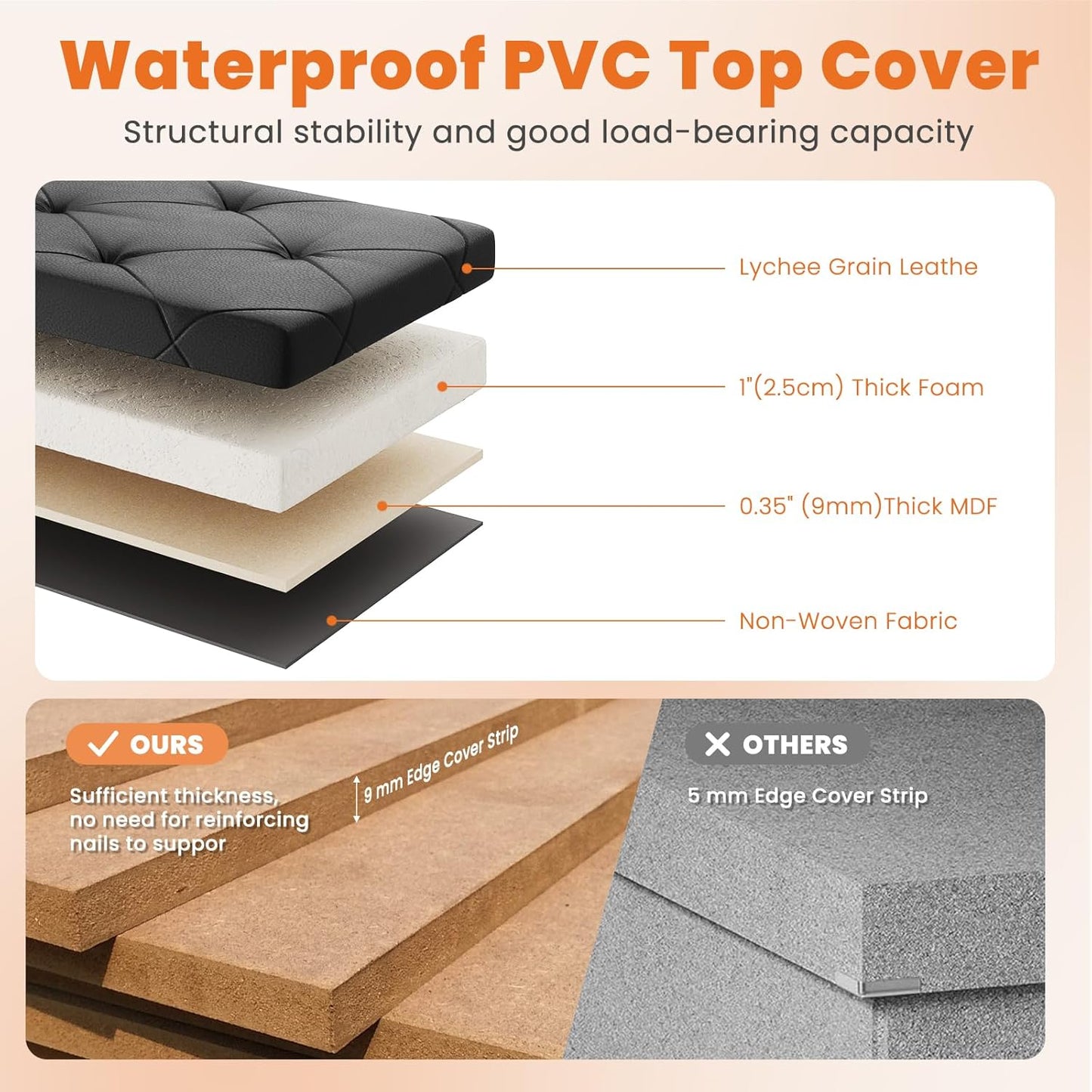 Sweetcrispy 30 Inches Folding Ottoman with Storage Bench, Foot Rest Stool, End of Bed Storage Bench Upholstered, Load 660 lbs, for Living Room, Lychee Grain Leather, Black