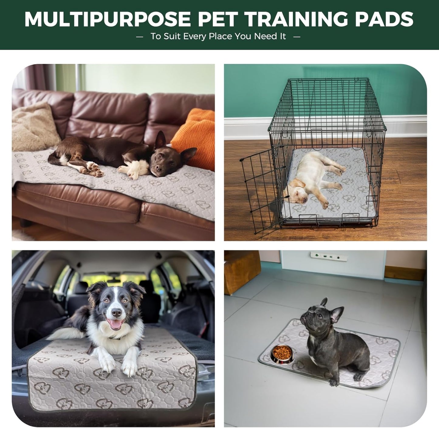 FXW Washable Pee Pads for Dogs, Puppy Pads with Super Absorbent, Specifically Designed for Potty Training, 75" × 30" Rectangle, Khaki, 2 Packs