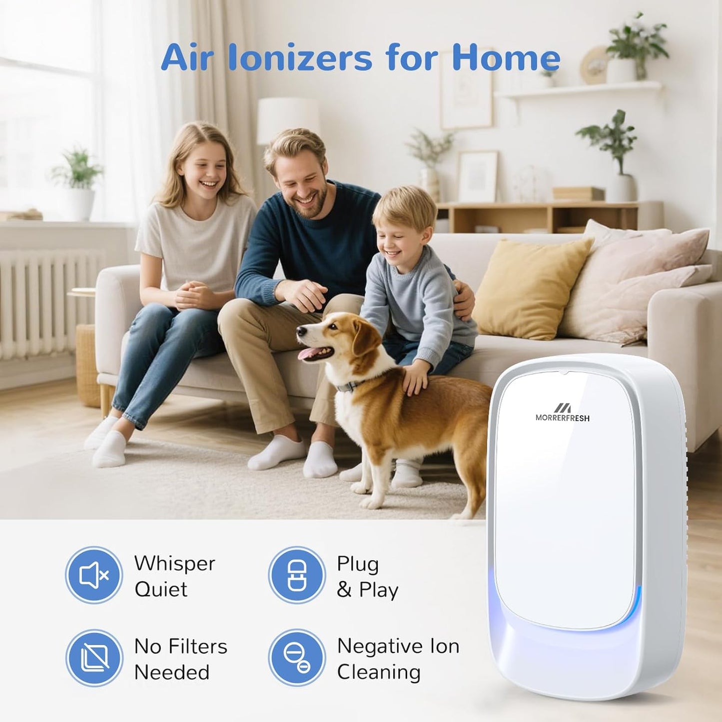 Cat Litter Deodorizer โ 99% Odor Eliminator for Strong Pet Odors, Plug In Negative Ion Air Purifier for Litter Box, Home, Kitchen, Bathroom, Ozone-Free & Quiet Portable