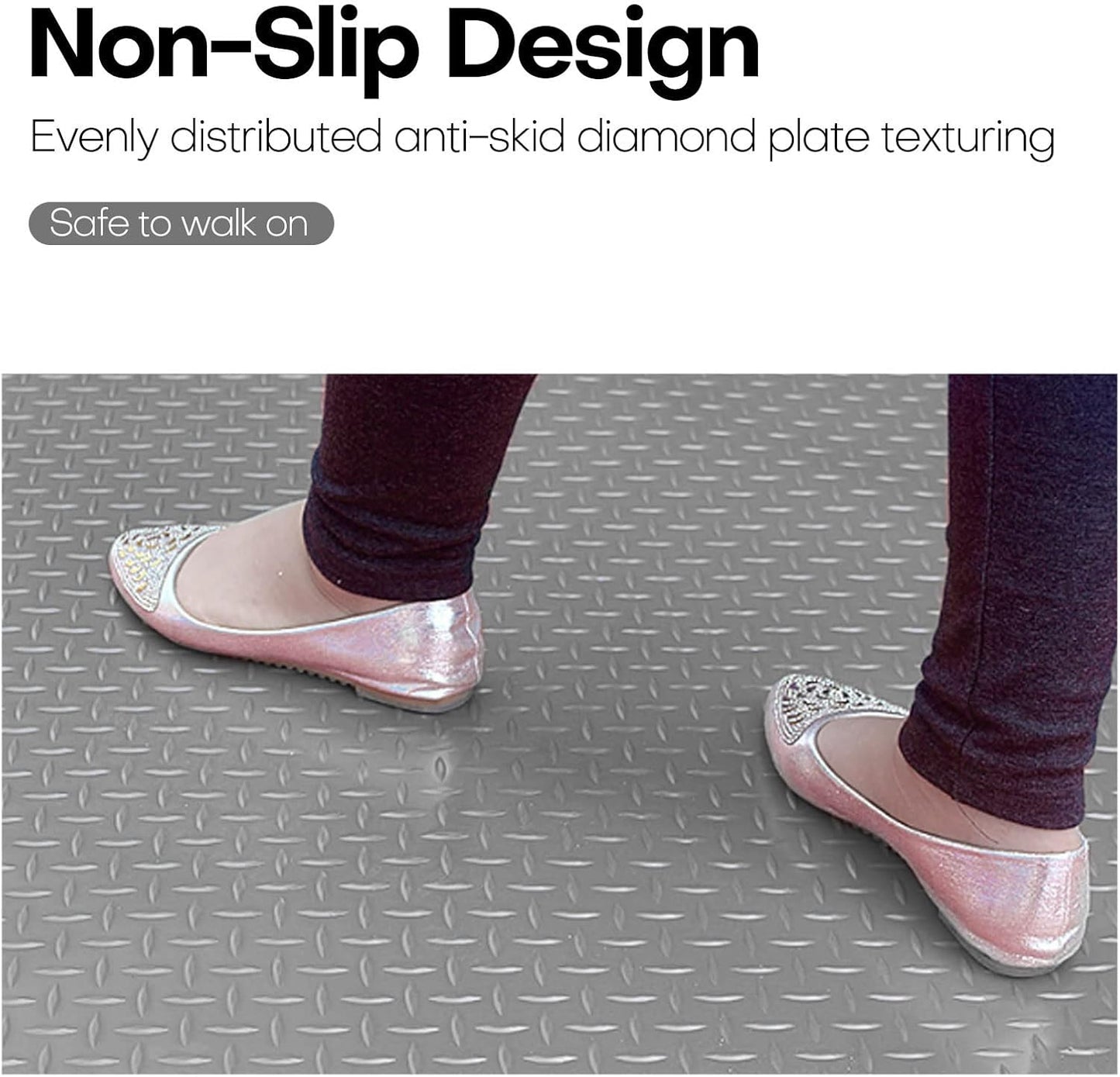 Boshen 7.5Ft x 17Ft Rubber Flooring Mats 2.9mm Thickened Diamond Plate Flooring Roll 127.5sqft Rubber Trailer Garage Floor Mats Non-Slip Floor Protector Mat for Garage Warehouse Gym Basement-Gray