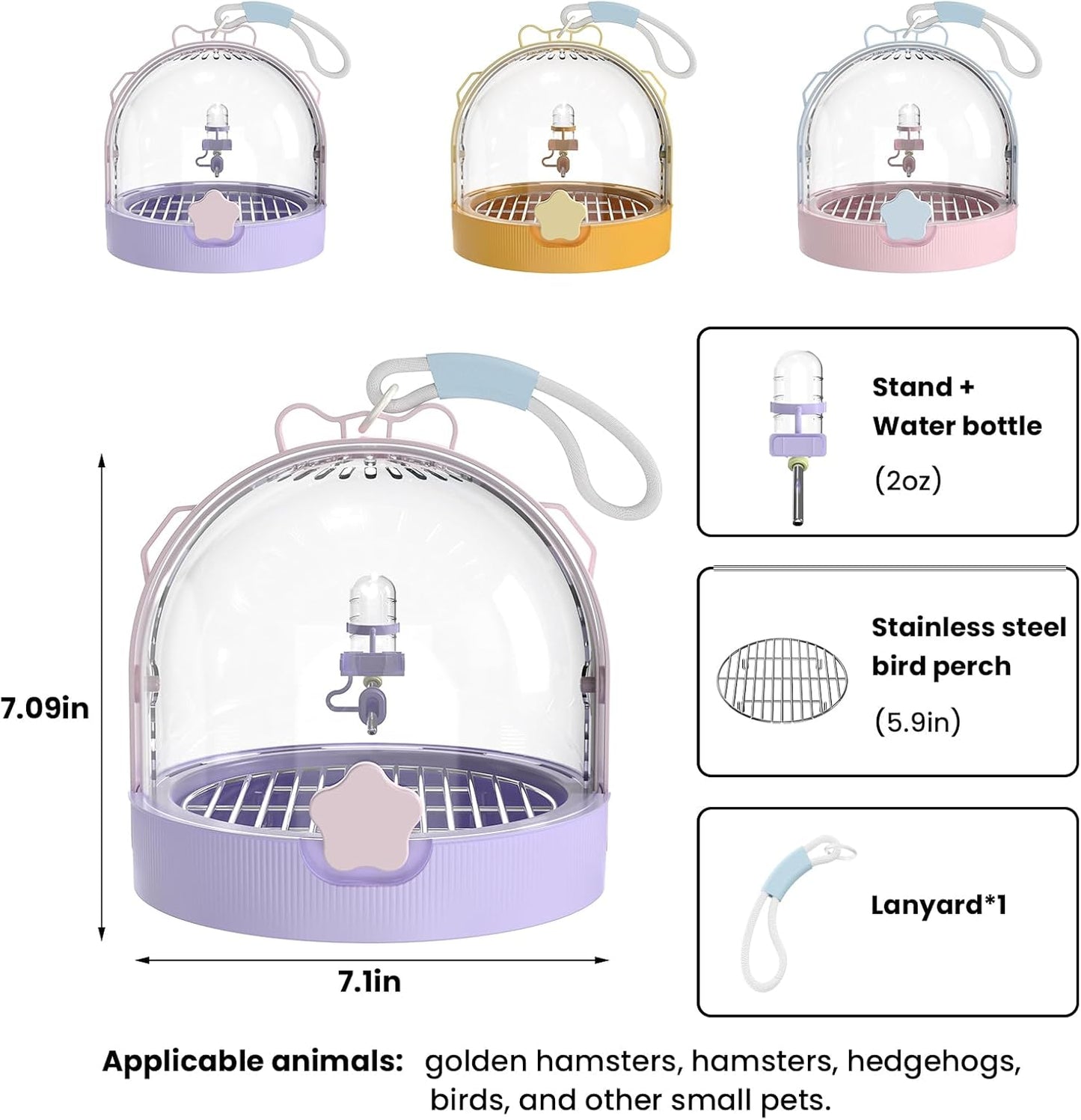Birdcages,Carriers,Small Bird Travel Cage Carrier, Bird Carry Transport Bag,Small Animal Carrier, Travel Carry-Out Cage with Water Bottle.(Pink)