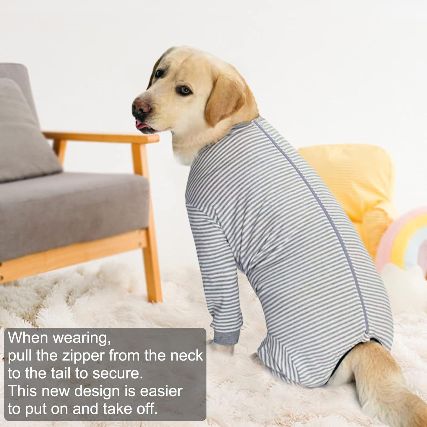 Yeapeeto Dog Onesie Surgery Recovery Suit for Large Medium Bodysuit Dogs Pajamas PJS Full Body for Shedding, Prevent Licking, Wound Protection, Cone Alternative (7X-Large (Pack of 1), Grey)