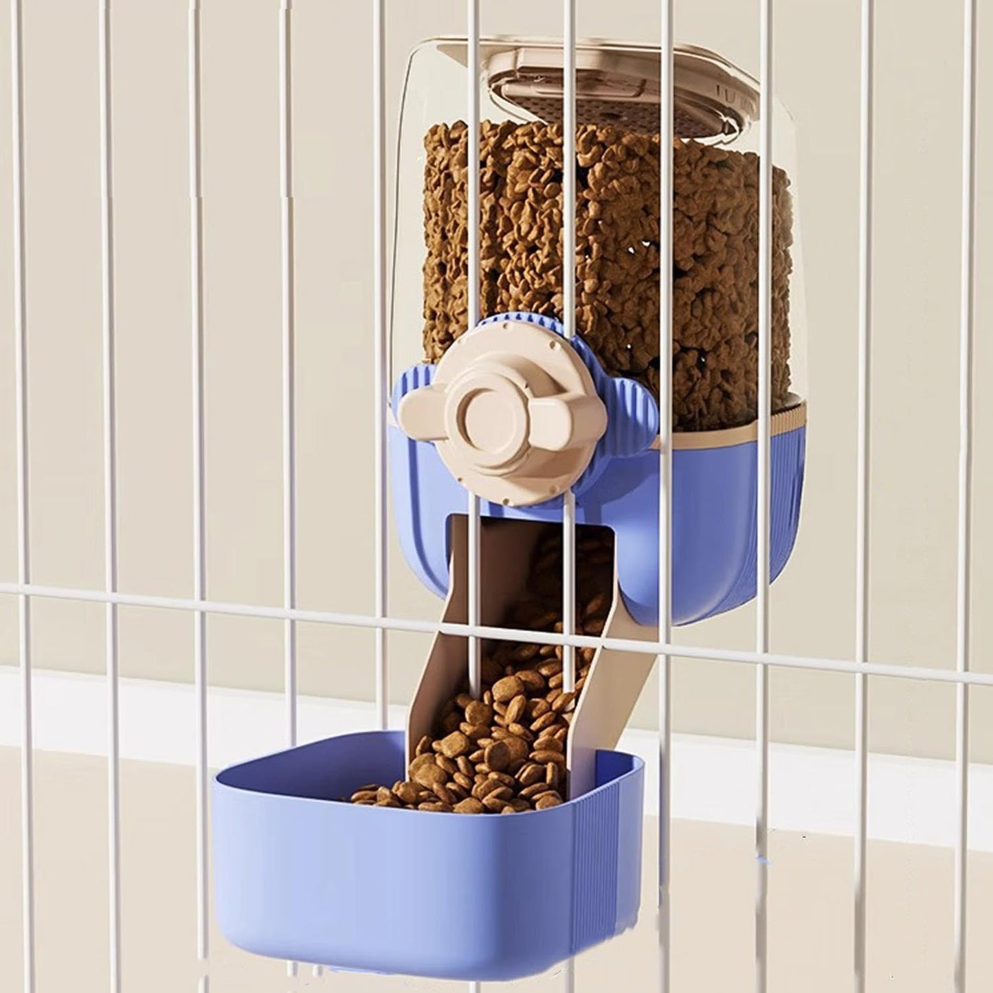 Pet Hanging Automatic Feeders Drinking Bowls,Gravity Rabbit Feeder and Water Set,Cage Cat Food Bowl Feeding Station for Puppy Kitten Chinchilla Hedgehog Guinea Pig Ferret (Blue-Pink Food)