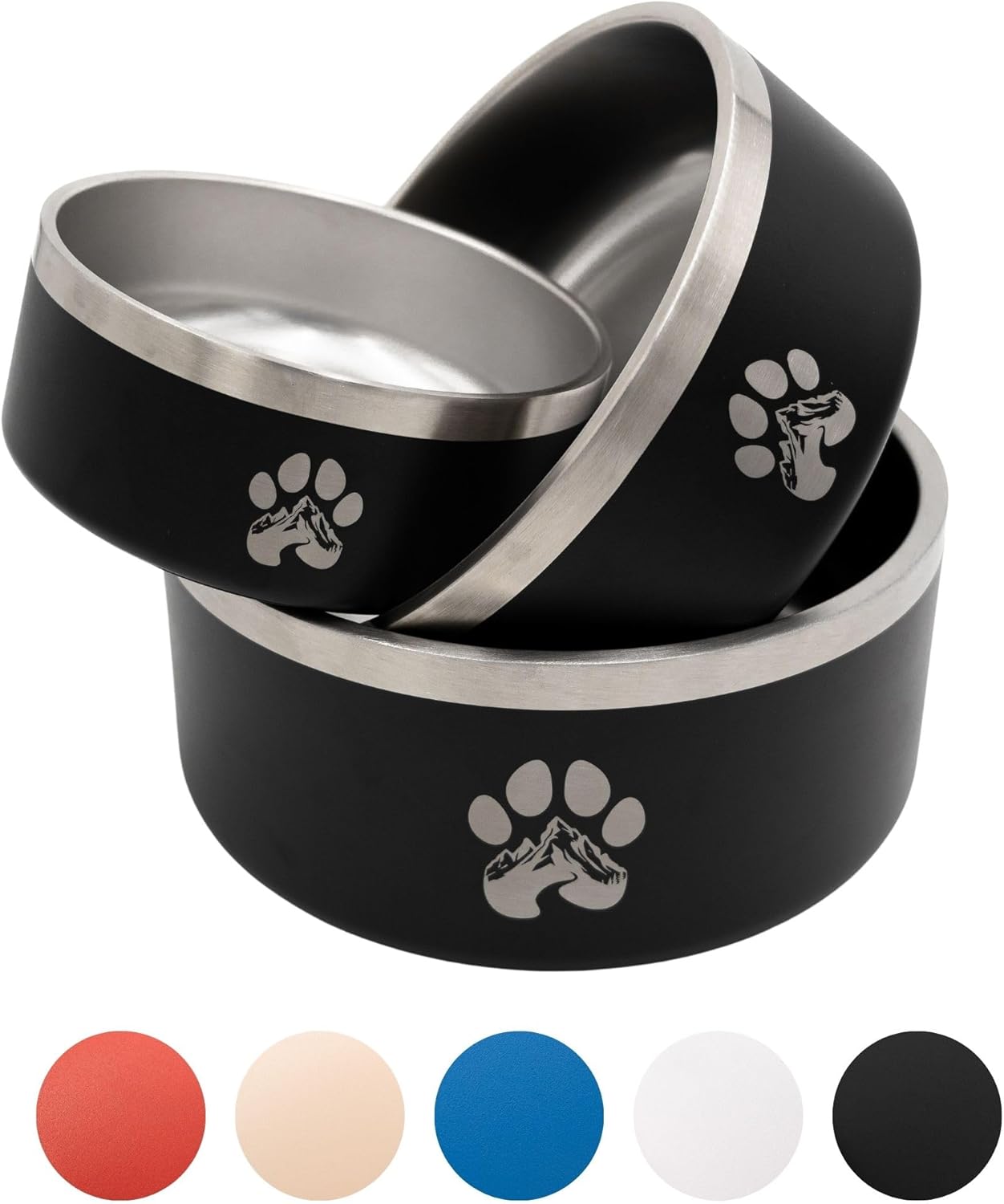 Stainless Steel Dog Bowl for Small-Large Dogs | Double Wall Insulated, Non-Slip Base Heavy Duty Water and Food Bowls for Dogs & Cats | Pet Safe BPA Free & Dishwasher Safe | 16 Oz - Khaki