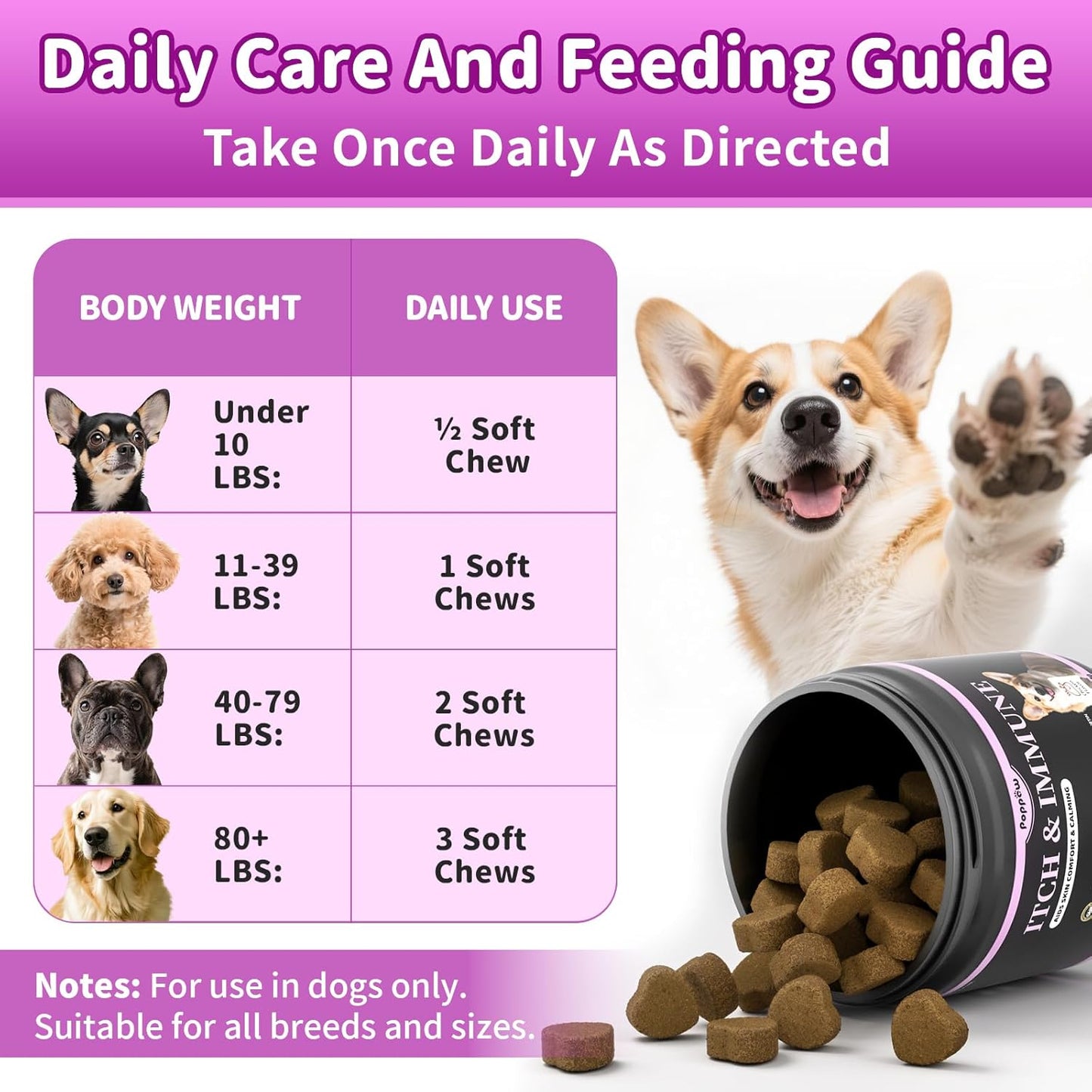 Dog Allergy Relief Chews, Itch Relief for Dogs – Turmeric & Omega-3 Supplements for Skin Comfort, Coat Health & Seasonal Support, Immune Care with Biotin & Quercetin – Chicken Flavor, 90 Count